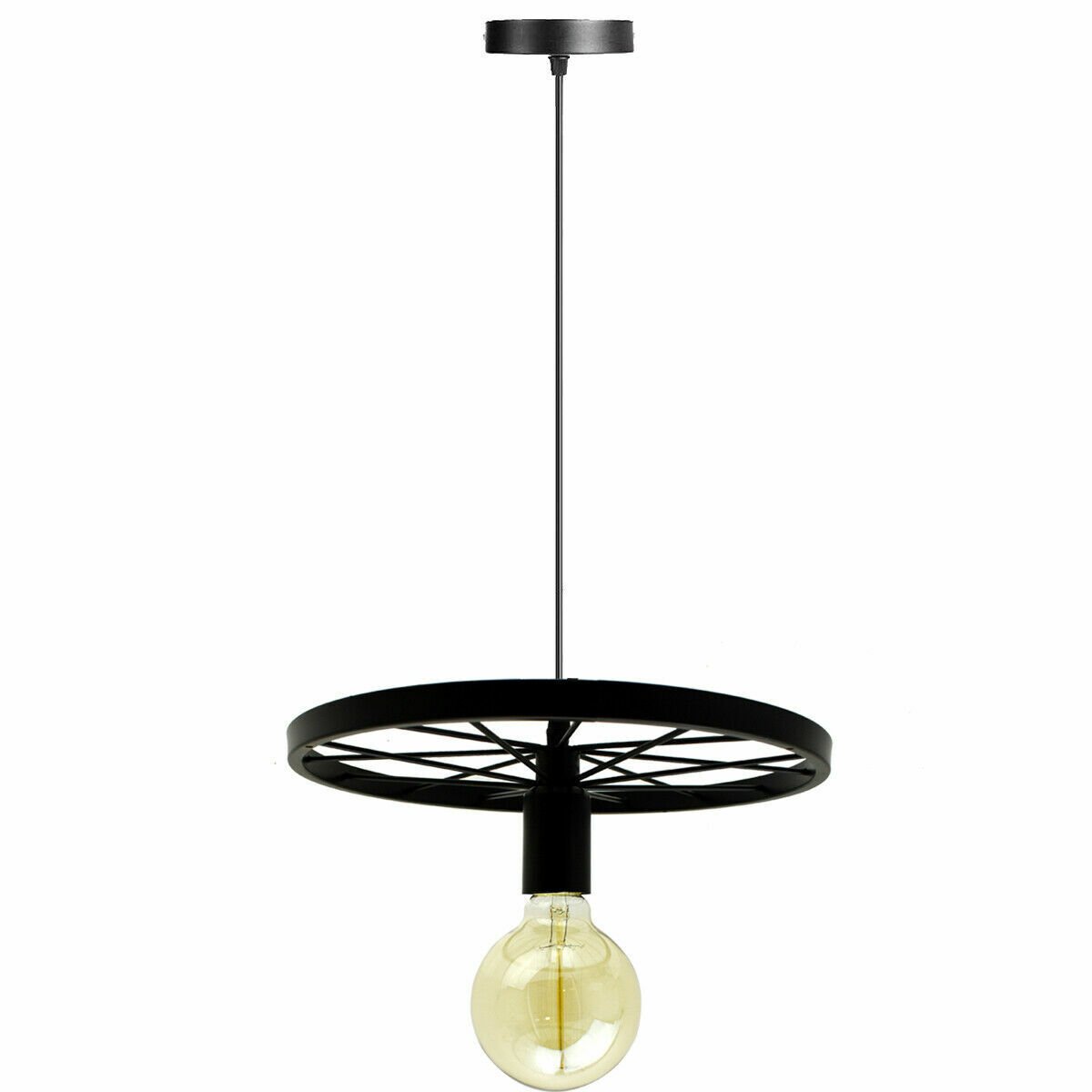 Vintage Retro Industrie Rad Deckenschirm Lampenschirm Stil Hänge Pendelleuchte UK - Bild 32 von 40