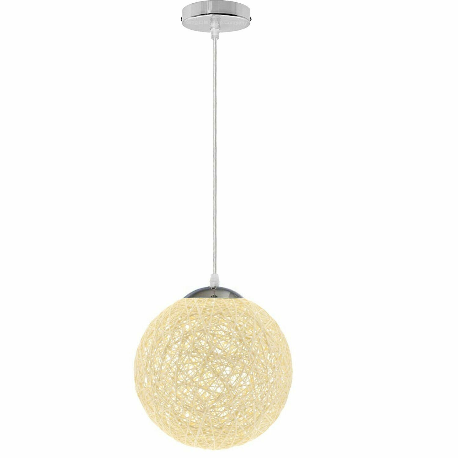 Pendelleuchte modern rund geflochten Rattan Rankenkugel Vintage Deckenleuchter UK - Bild 16 von 17