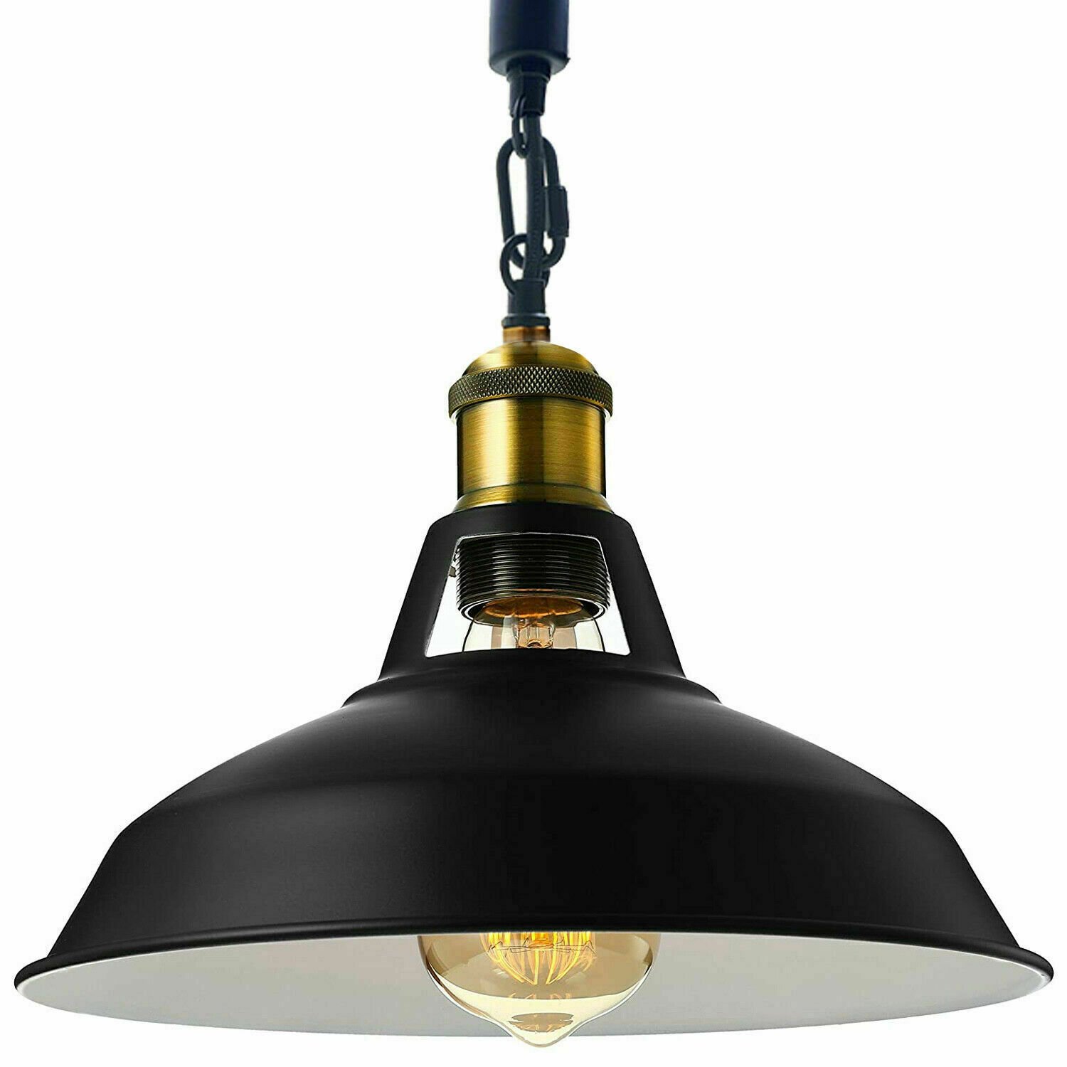 Vintage Industrial Ceiling Pendant Light Retro Style Metal Shade Black Hemp Lamp - Picture 27 of 27