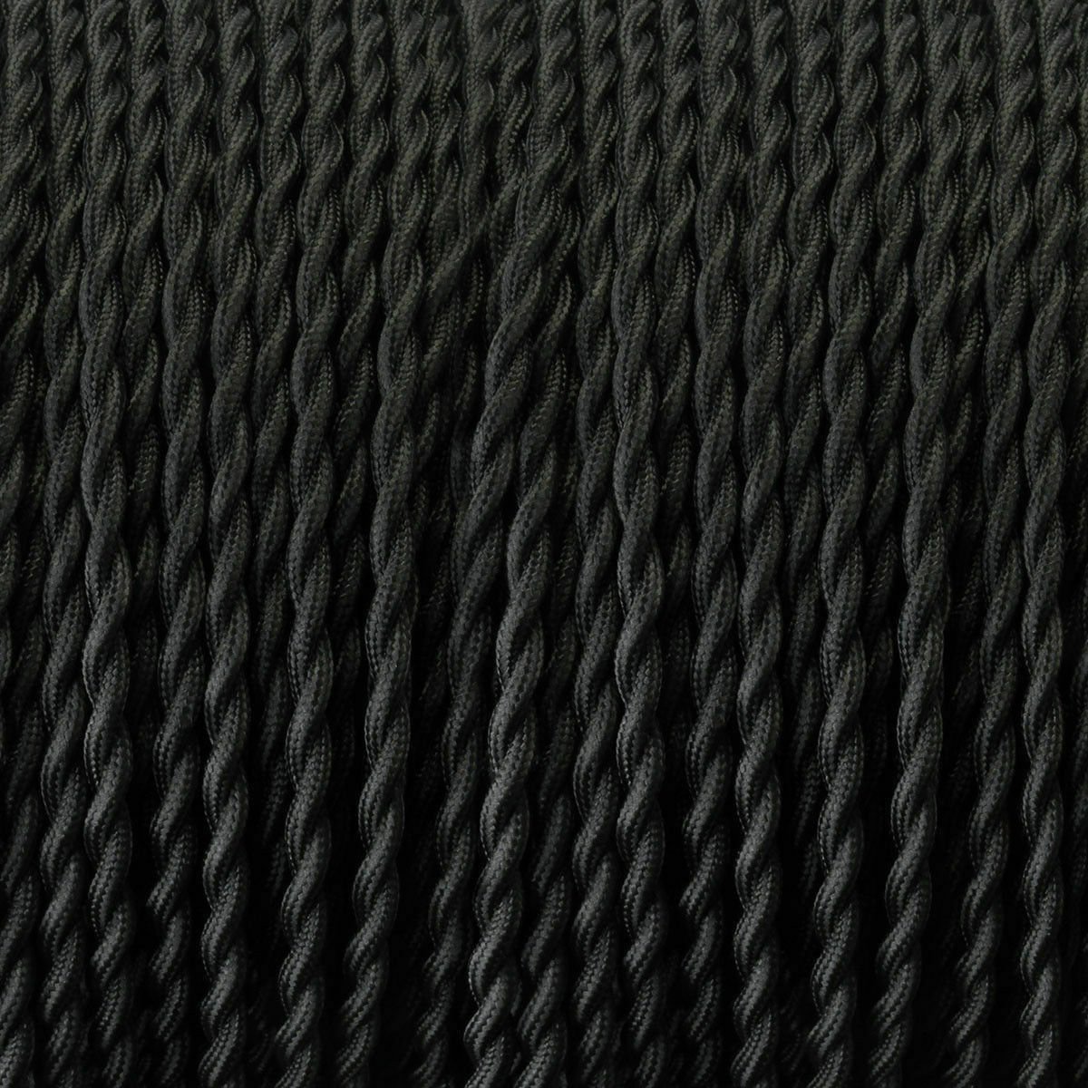 Schwarz geflochtenes Kabel Vintage verdreht/rund Stoff Flex 2/3 Kern elektrischer Draht - Bild 11 von 15