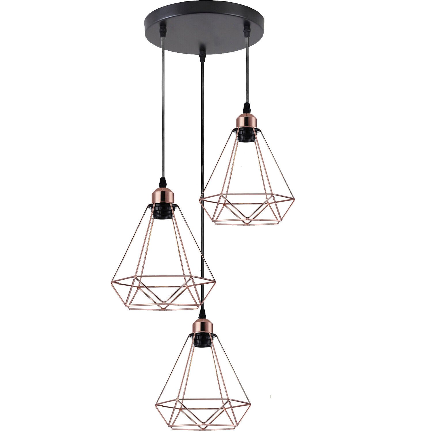 Lámpara colgante de techo industrial de jaula de alambre de oro rosa luz vintage - Imagen 17 de 19