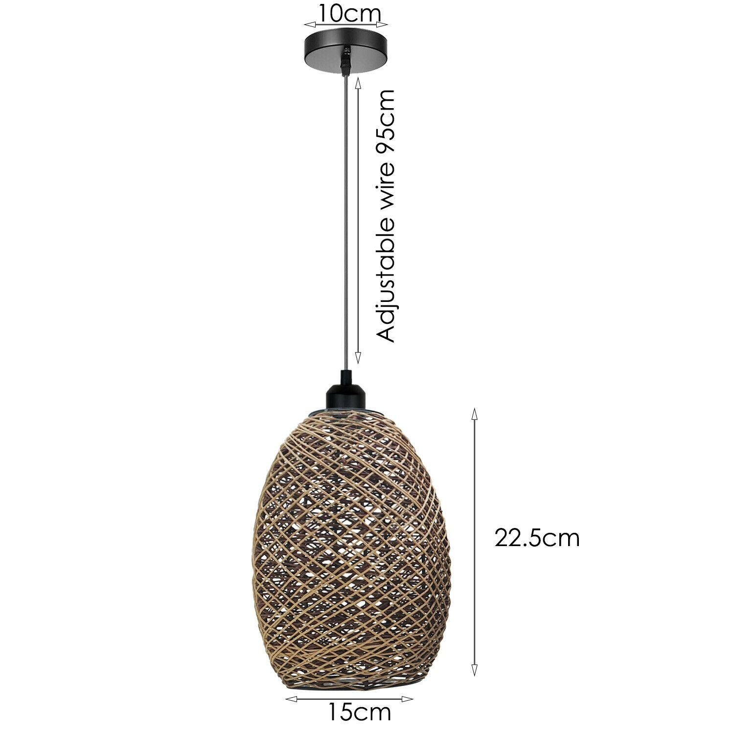 Rattan Wicker Ceiling Pendant Light Shade Hanging Light Antique d?cor Lampshade - Picture 16 of 18