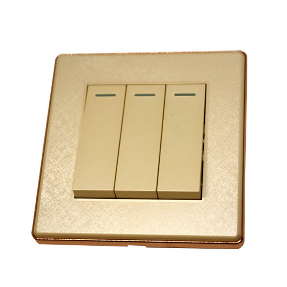 1/2/3 Gang Wall Electric Light Switch Brushed Gold/Textured Cream/White Finished