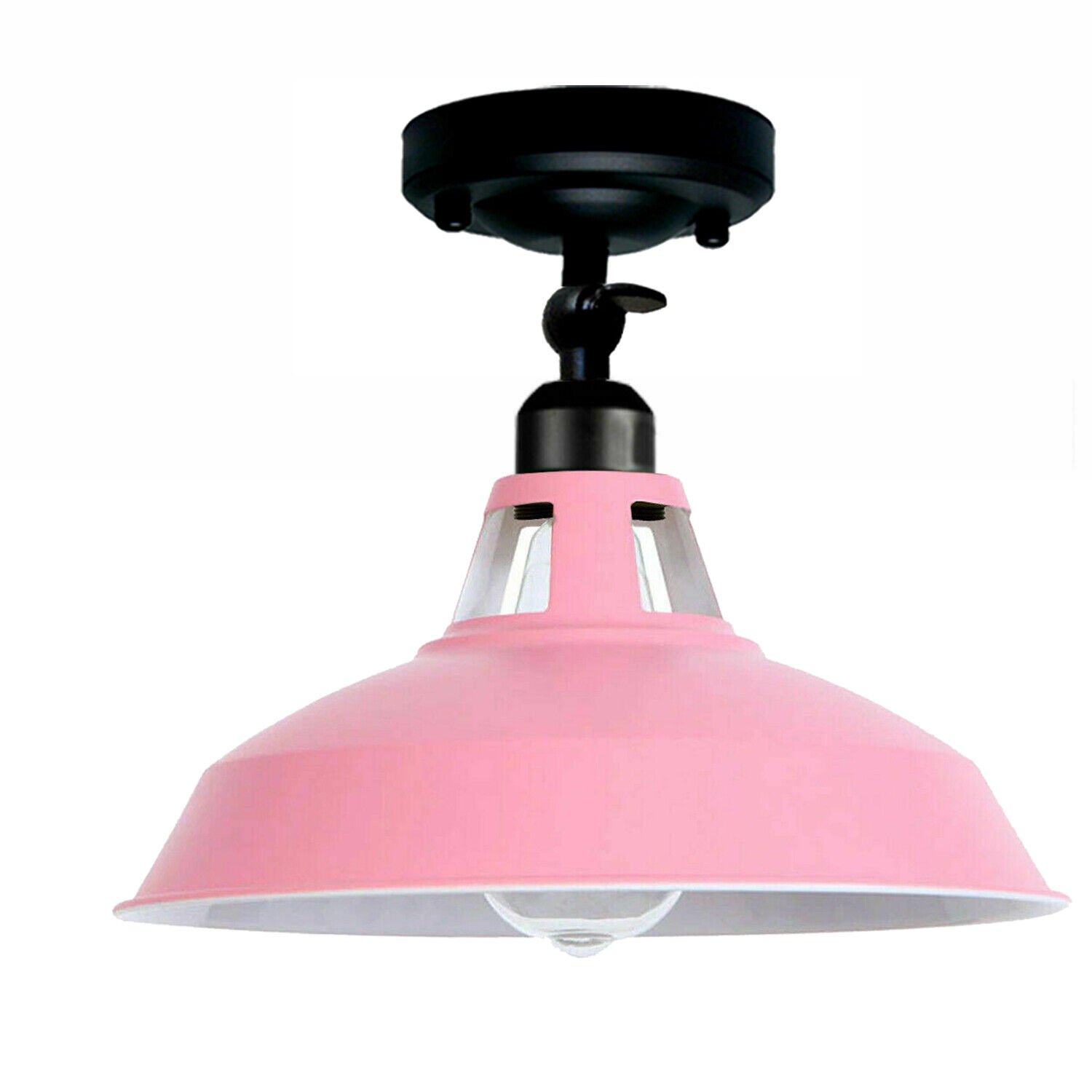 Vintage Ceiling Light Retro Semi Flush Metal Mount Ceiling Lamp Shade Fitting UK