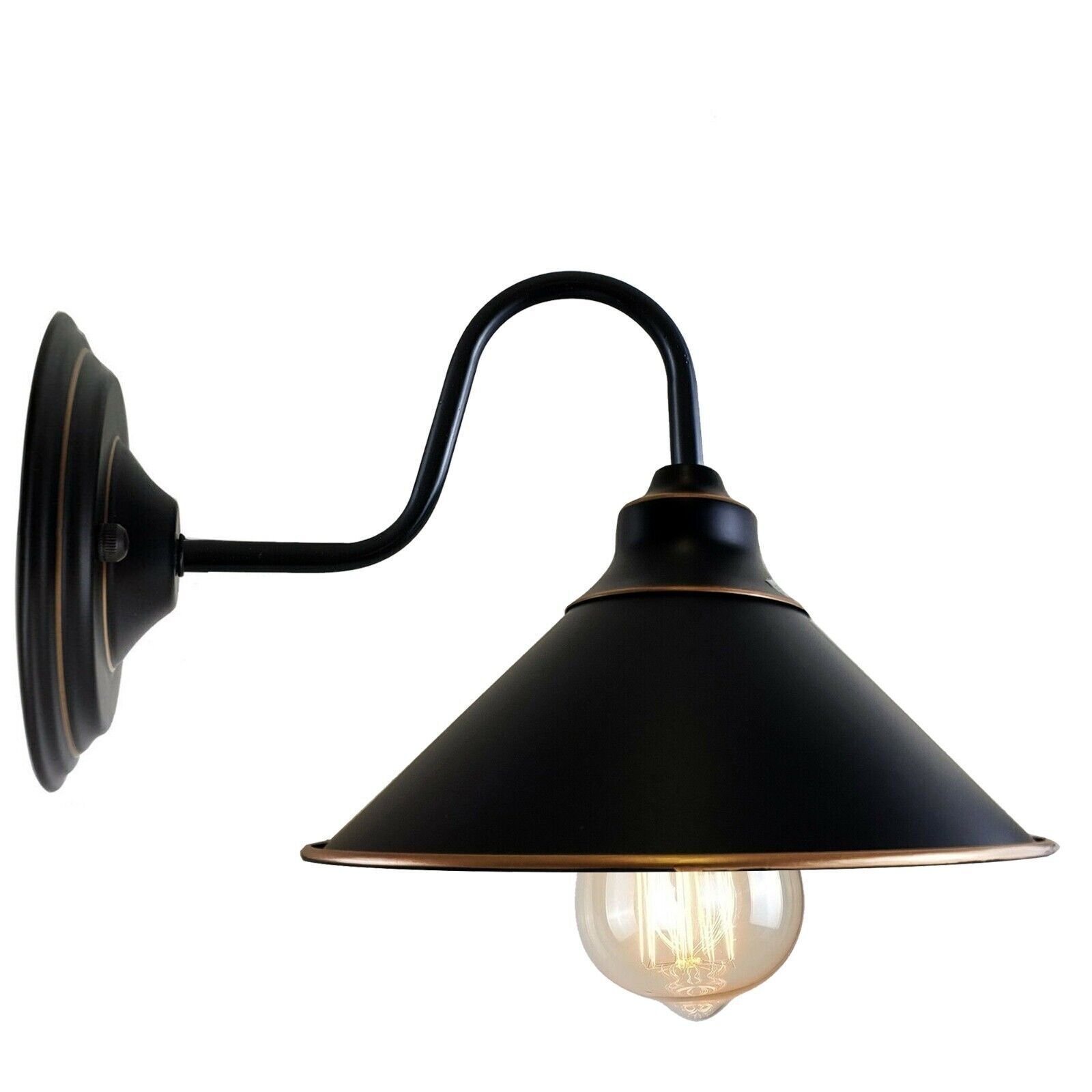 Vintage Industrie Wandlampe schwarz Kegelschirm Innen Wandleuchte Wandleuchte - Bild 12 von 19