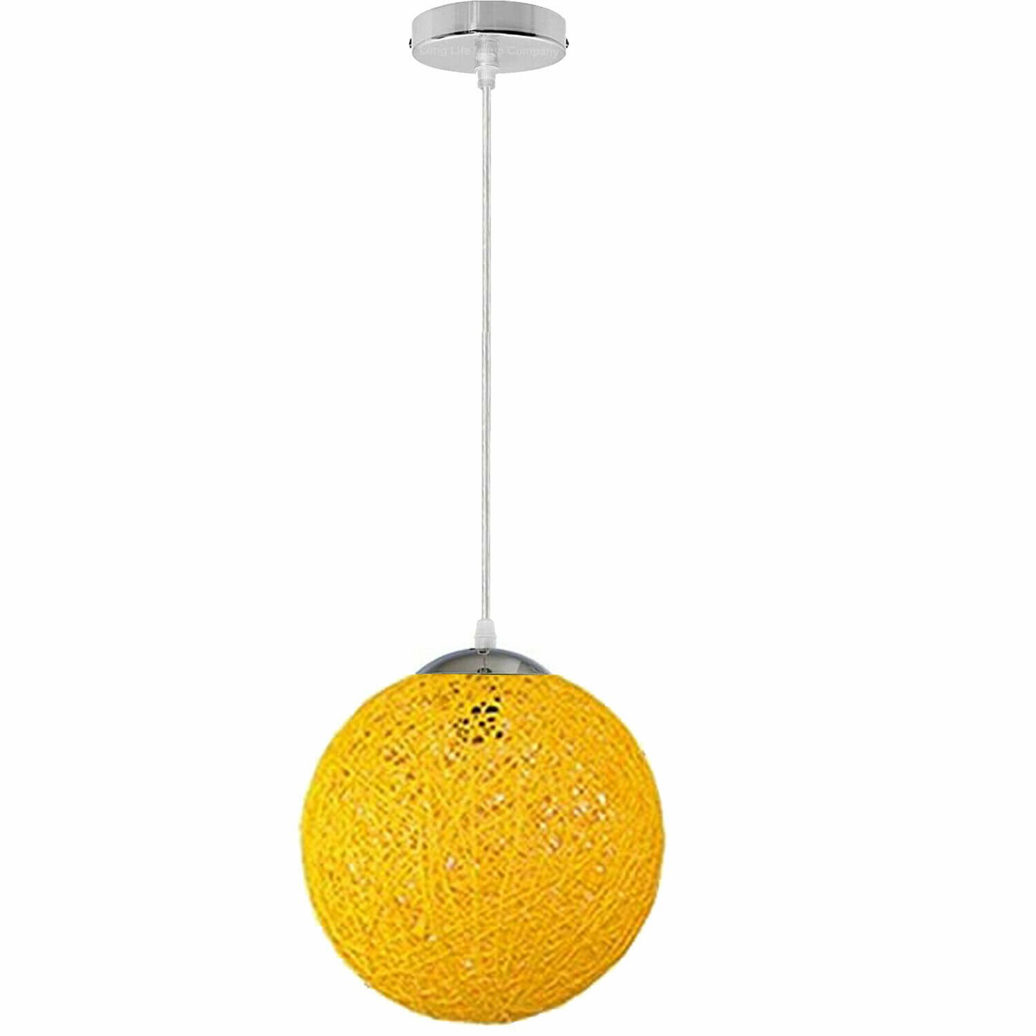 Pendelleuchte modern rund geflochten Rattan Rankenkugel Vintage Deckenleuchter UK - Bild 13 von 17