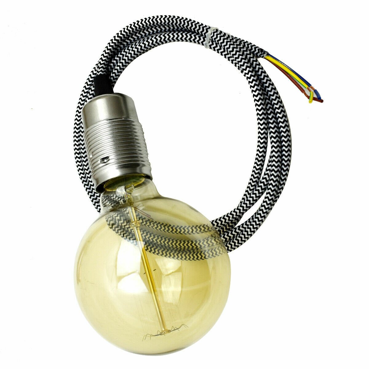 Juego de luces colgantes con cable flexible enchufe de tela premium vintage + E27 gratis - Imagen 11 de 11