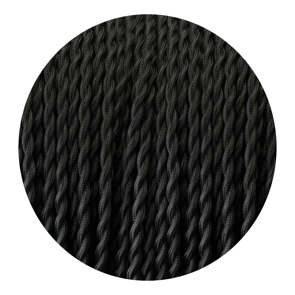 Schwarz geflochtenes Kabel Vintage verdreht/rund Stoff Flex 2/3 Kern elektrischer Draht - Bild 15 von 15