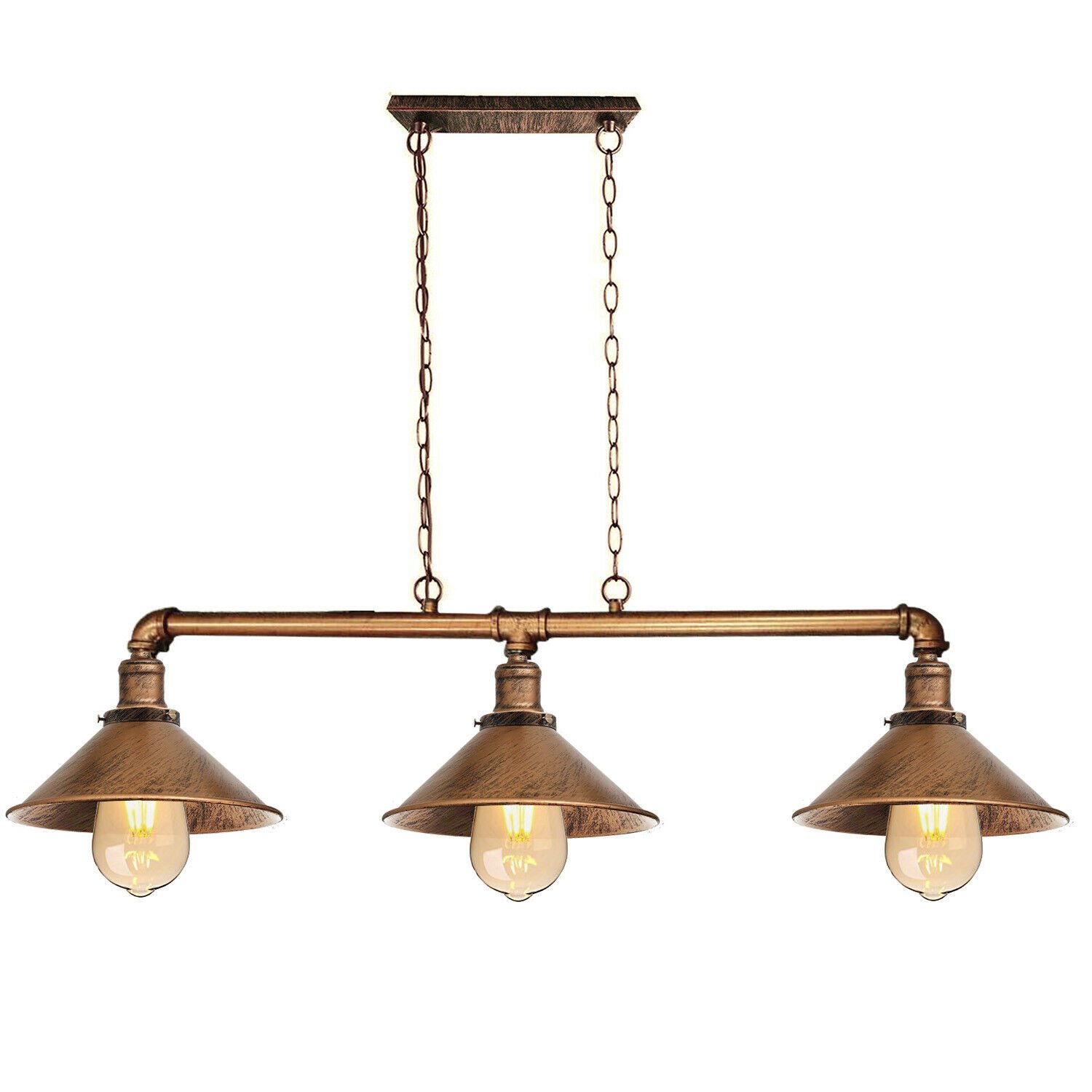 Lámpara colgante de 3 vías retro industrial Steampunk lámpara de techo suspendida