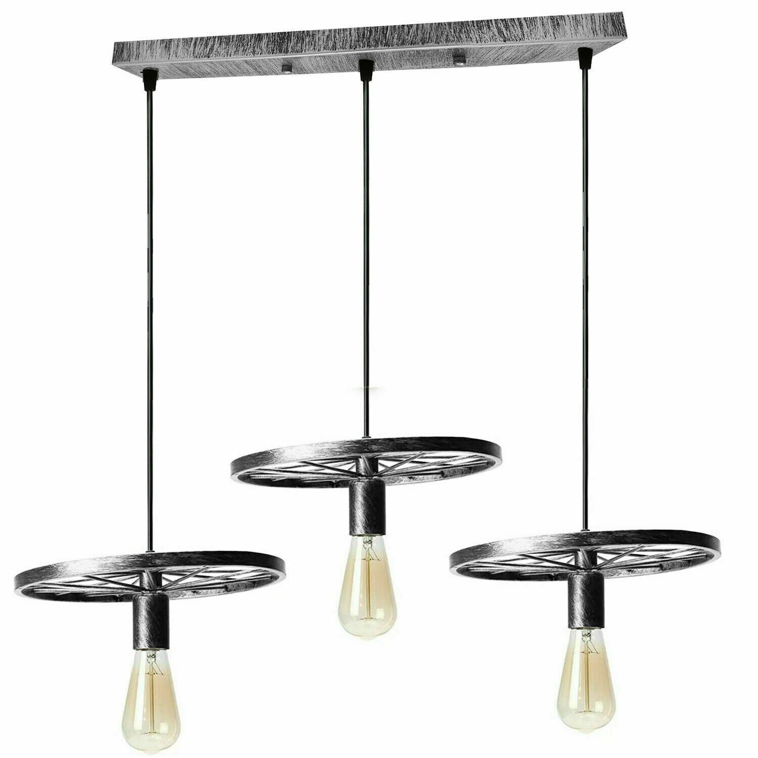 Vintage Retro Industrie Rad Deckenschirm Lampenschirm Stil Hänge Pendelleuchte UK - Bild 16 von 40