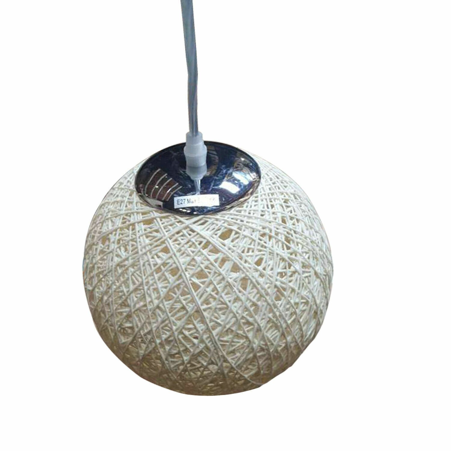 Pendelleuchte modern rund geflochten Rattan Rankenkugel Vintage Deckenleuchter UK - Bild 12 von 17