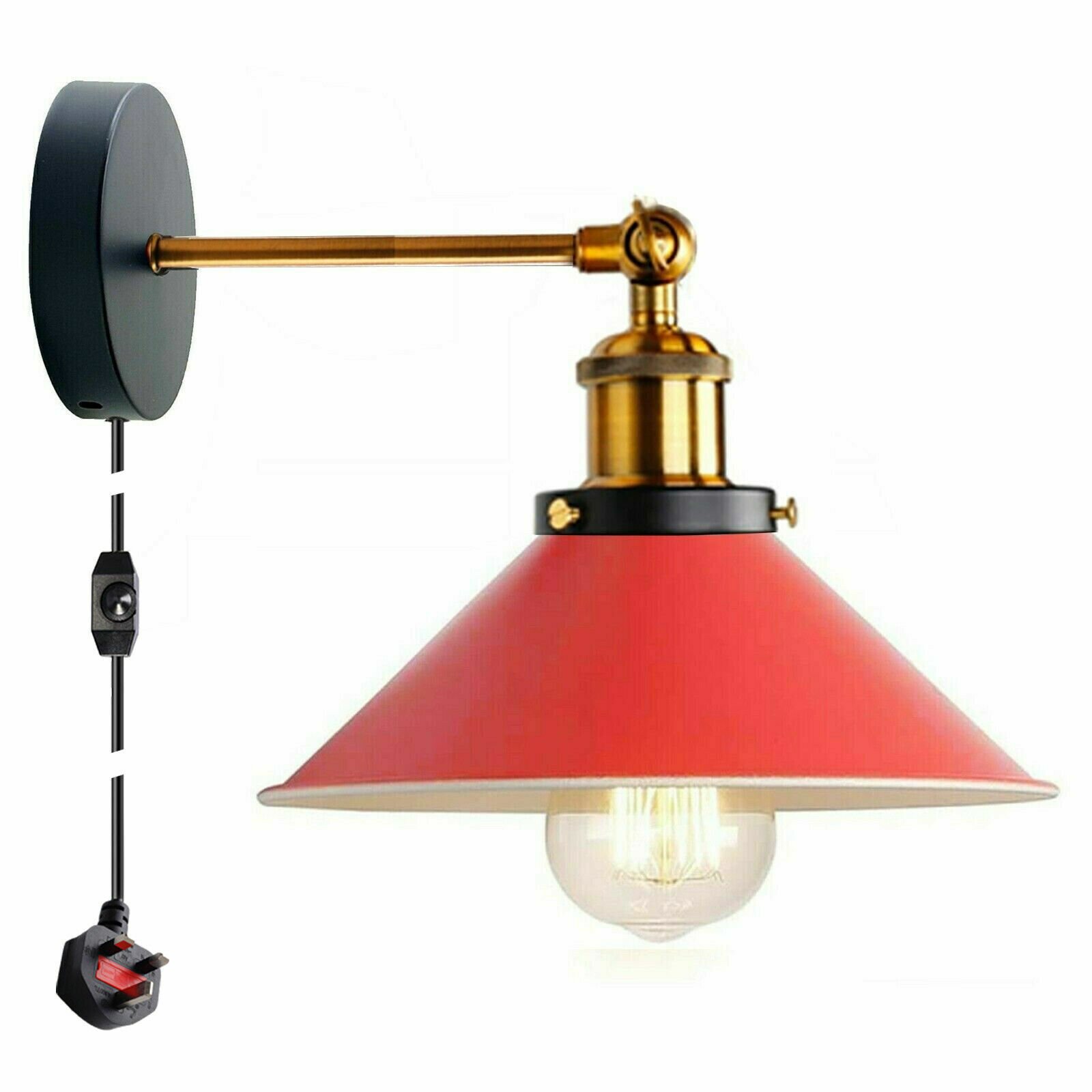 Vintage Plug in Wall Lights Dimmer Switch Wall Lamp Retro Wall Mounted Sconce