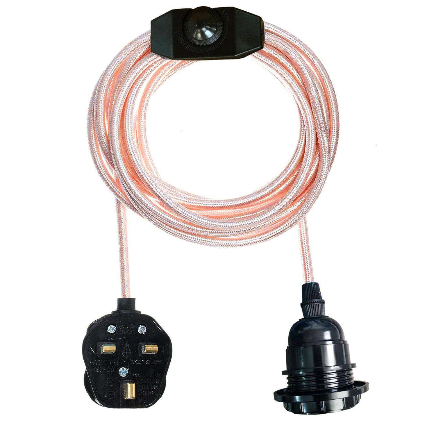 UK Plug in Pendant Lamp Fabric Flex Cable with Switch Hanging Light Set E27 Fit - Picture 26 of 33