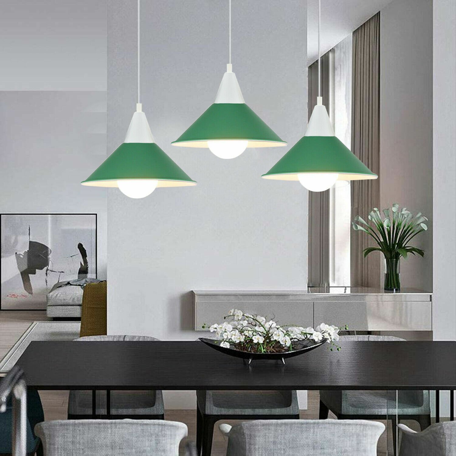 Pendelleuchte Deckenleuchte 3 Kopflampenschirm Industrial Retro Modern PVC Kabelverschraubung - Bild 10 von 21