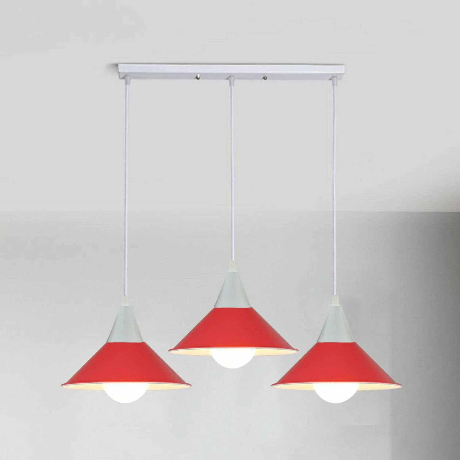 Pendelleuchte Deckenleuchte 3 Kopflampenschirm Industrial Retro Modern PVC Kabelverschraubung - Bild 5 von 21