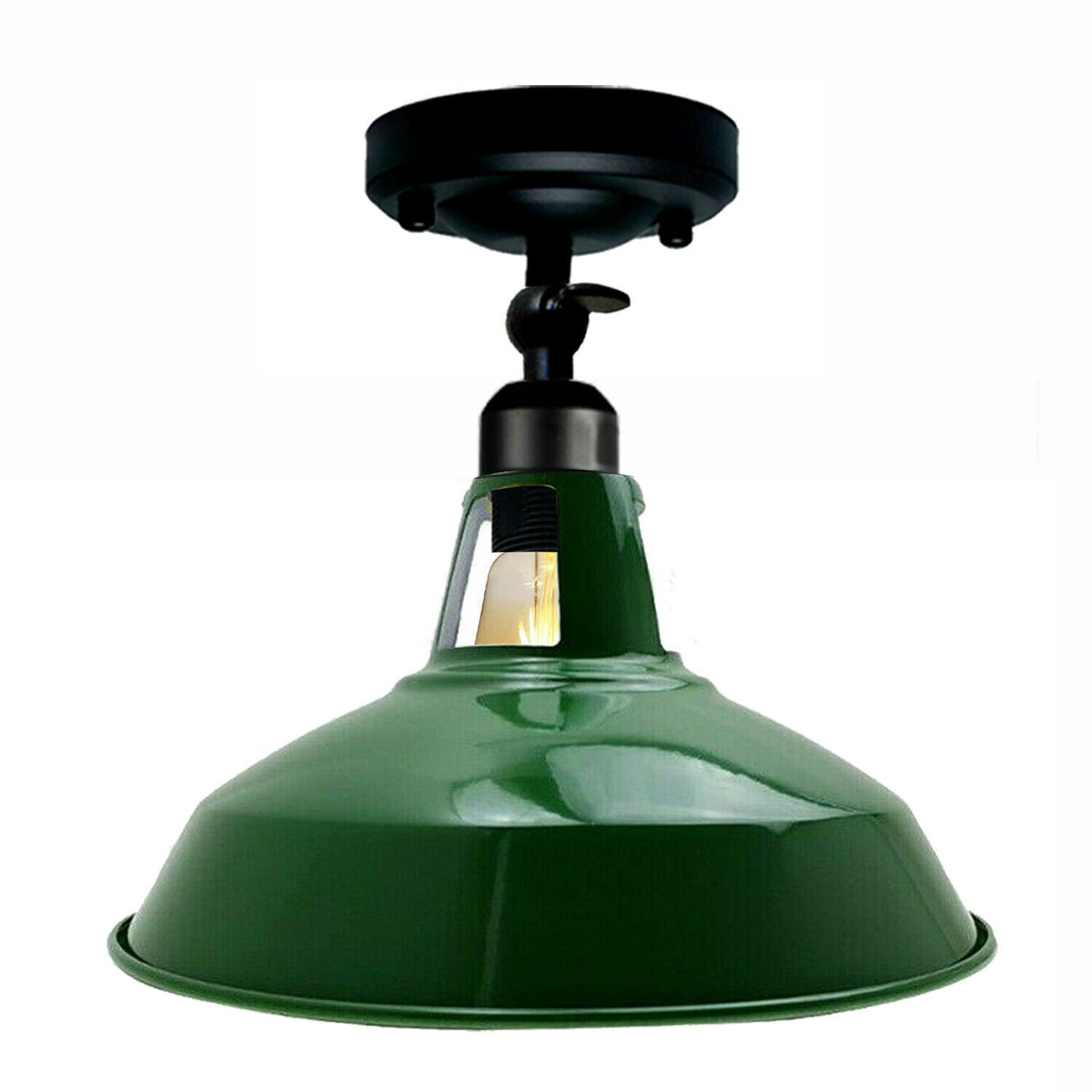 Kit de luz de techo ranura de granero color pantalla de metal montaje al ras E27 soporte de luz - Imagen 11 de 21