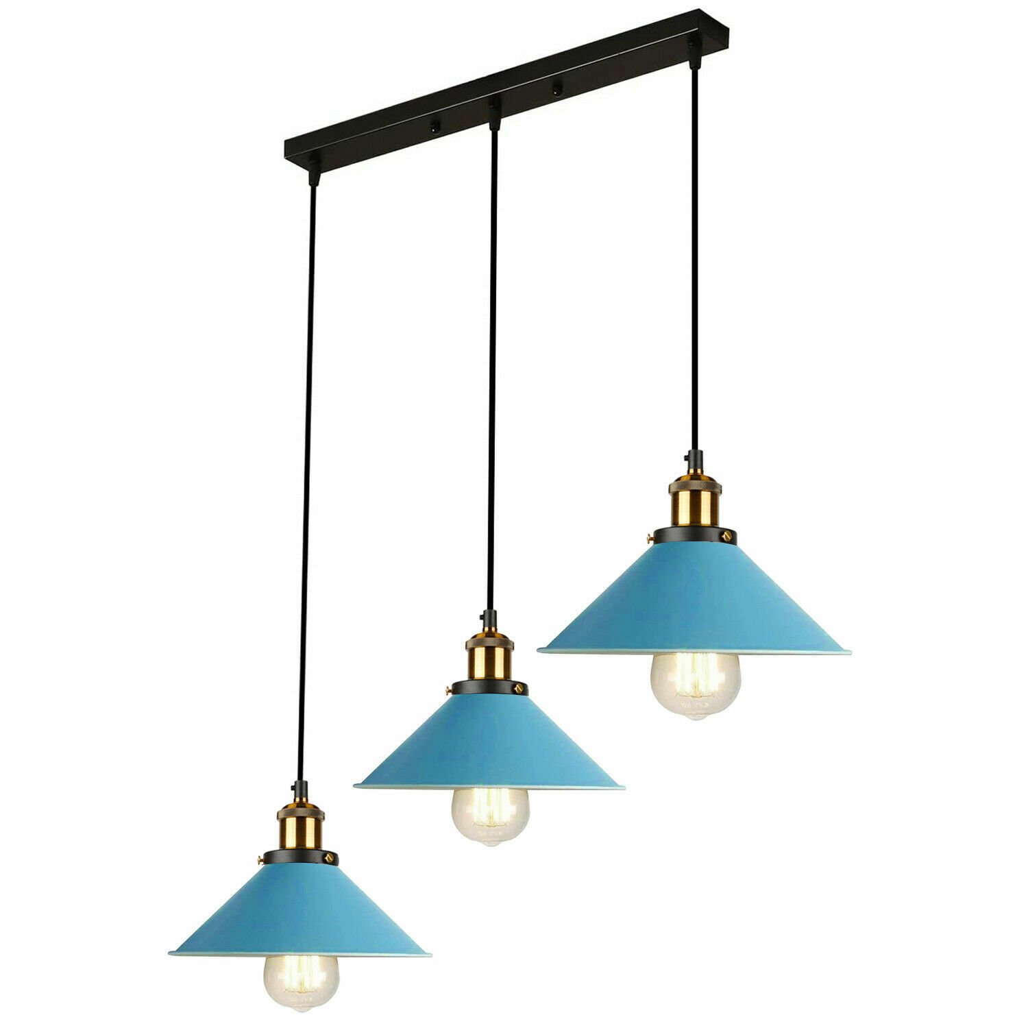 Pendelleuchte Retro Loft Style 3 Köpfe Lampenschirm Vintage Industrie Deckenlampe - Bild 26 von 31