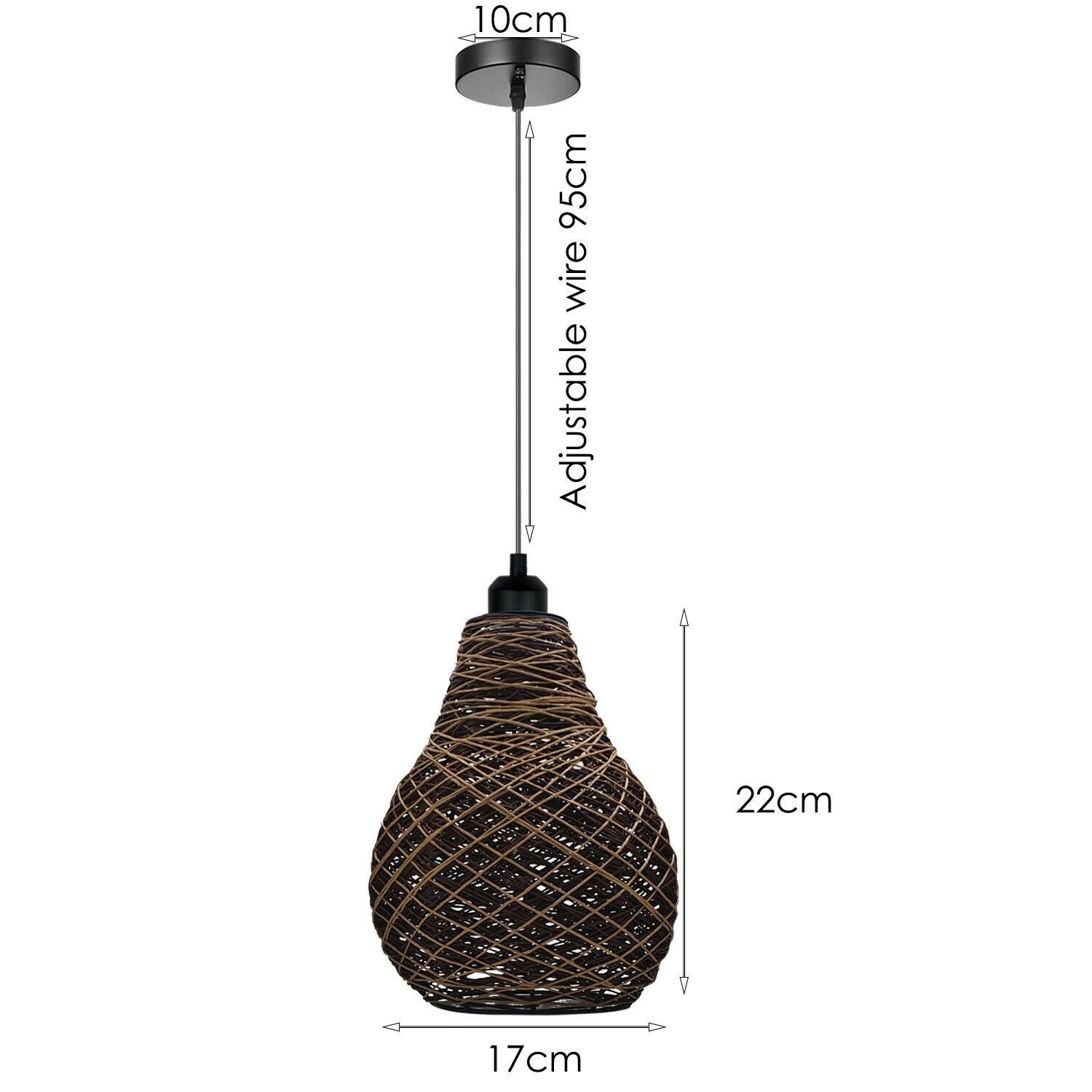 Rattan Wicker Ceiling Pendant Light Shade Hanging Light Antique d?cor Lampshade - Picture 12 of 18