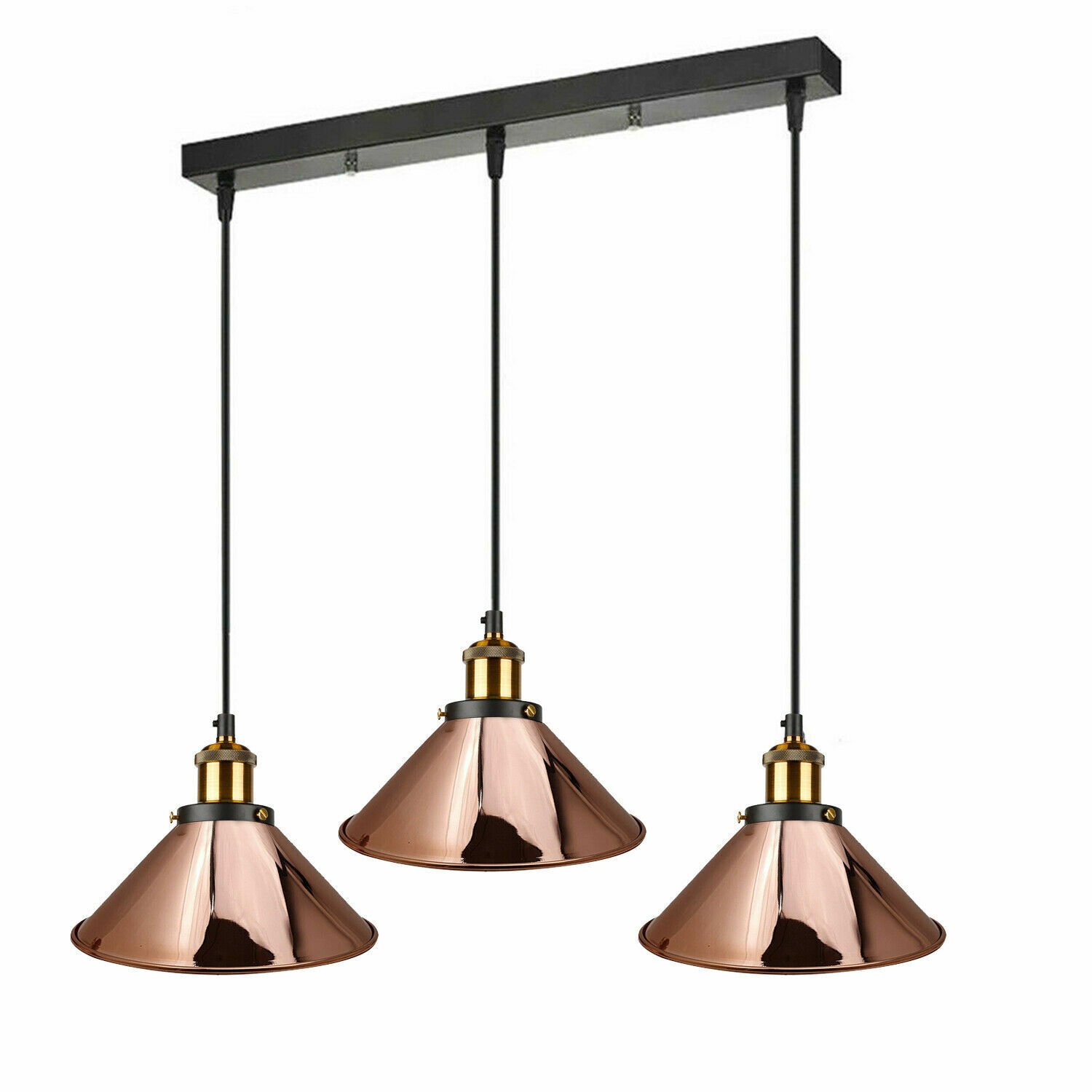 Pendelleuchte Retro Loft Style 3 Köpfe Lampenschirm Vintage Industrie Deckenlampe - Bild 14 von 31