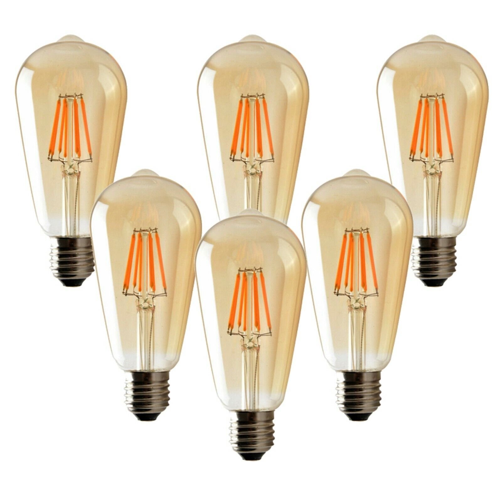 6 x ST64 E27 Edison Lampadario LED Vintage Lampadina 4W/8W Lampadine Dimmerabili - Foto 10 di 11