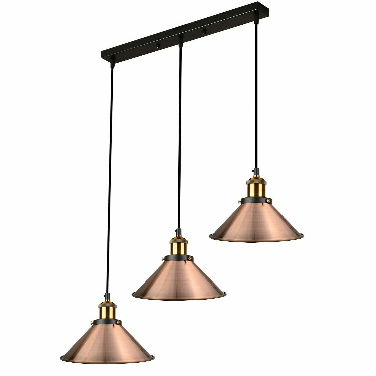 Pendelleuchte Retro Loft Style 3 Köpfe Lampenschirm Vintage Industrie Deckenlampe - Bild 30 von 31