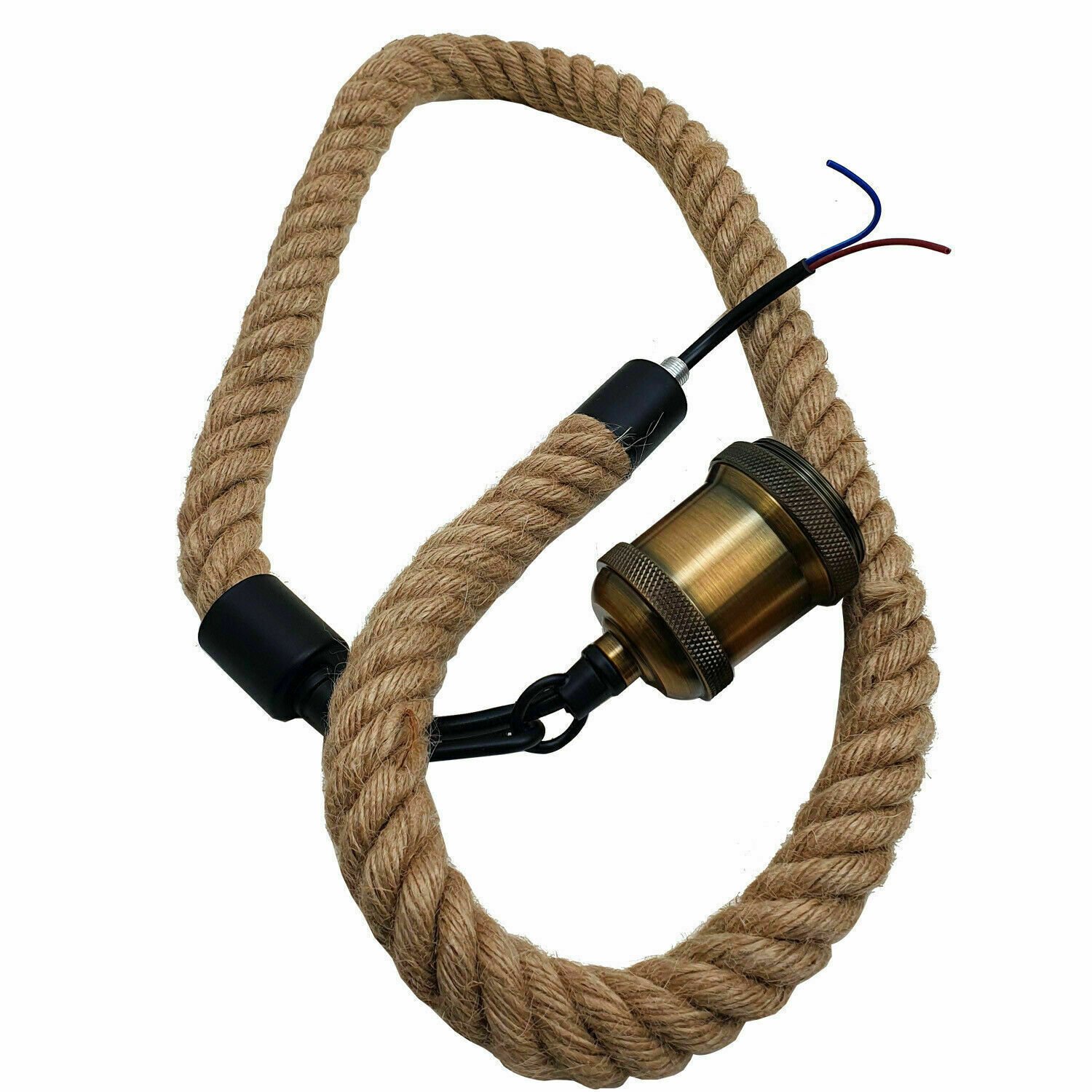 Lámpara de techo con cuerda de cáñamo Edison retro colgante industrial E27 Reino Unido - Imagen 10 de 13