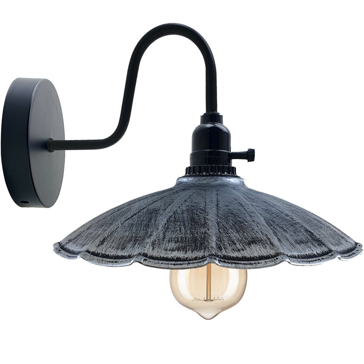 Vintage Wall Light Rustic Lampshade Retro Industrial Umbrella Shape Sconce Lamp