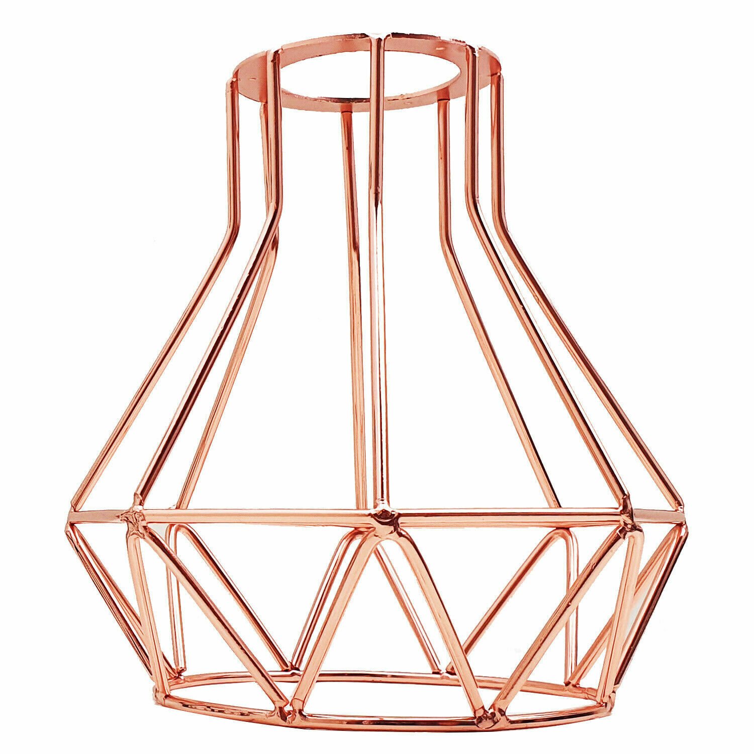 Lampada in metallo nero/oro rosa gabbia a filo luce da soffitto paralume paralume - Foto 10 di 12