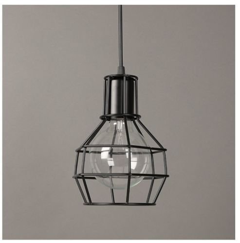 Jaula de metal industrial vintage negra cafetería bar loft colgante pantalla de luz pantalla - Imagen 14 de 25