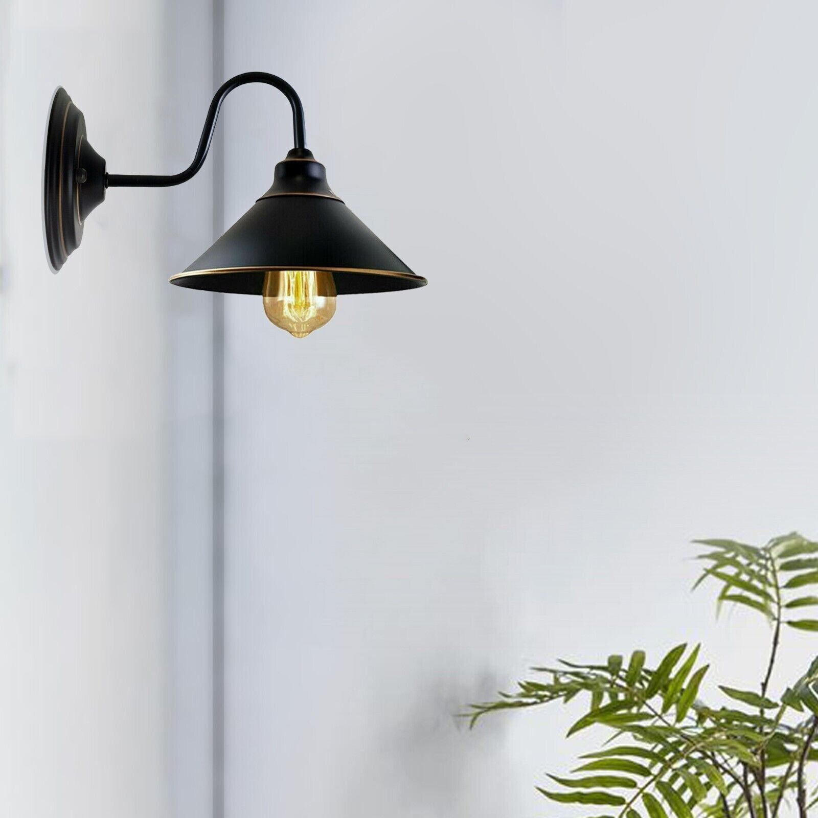 Vintage Industrie Wandlampe schwarz Kegelschirm Innen Wandleuchte Wandleuchte - Bild 13 von 19