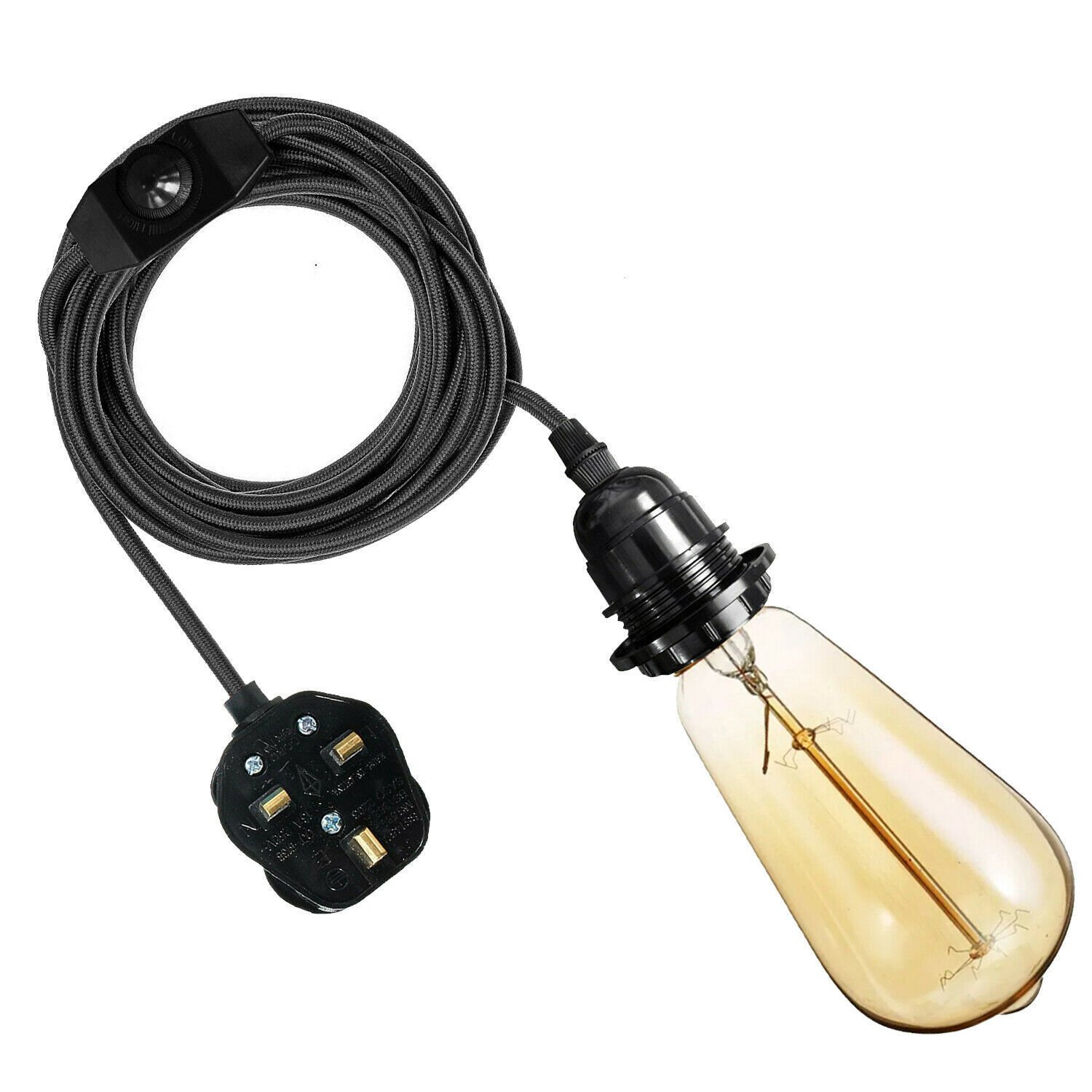 UK Plug in Pendant Lamp Fabric Flex Cable with Switch Hanging Light Set E27 Fit - Picture 31 of 33