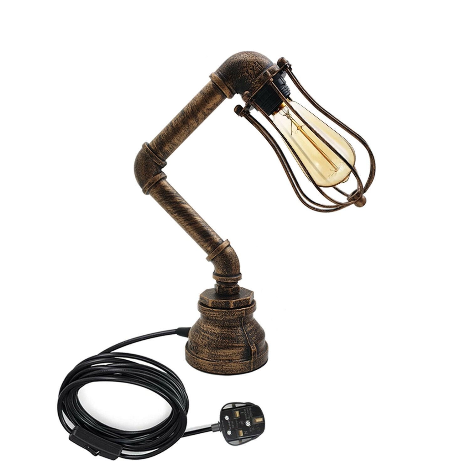 Nachtlampe Industrie Metall Wohnzimmer Schreibtisch Tisch Licht Ballon LED Birne UK - Bild 19 von 32