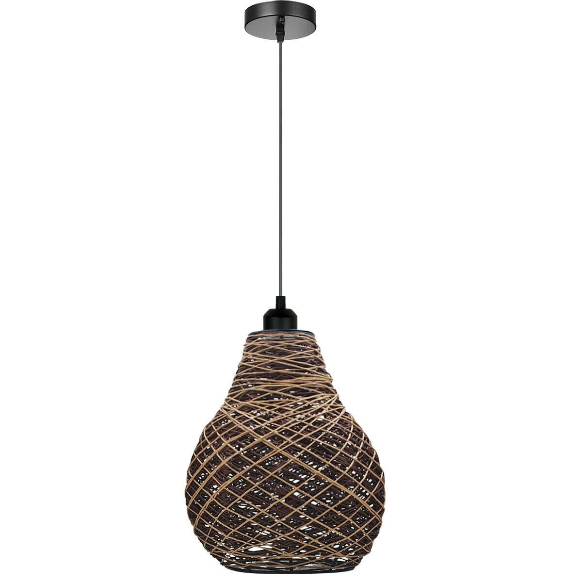 Rattan Wicker Ceiling Pendant Light Shade Hanging Light Antique d?cor Lampshade - Picture 11 of 18