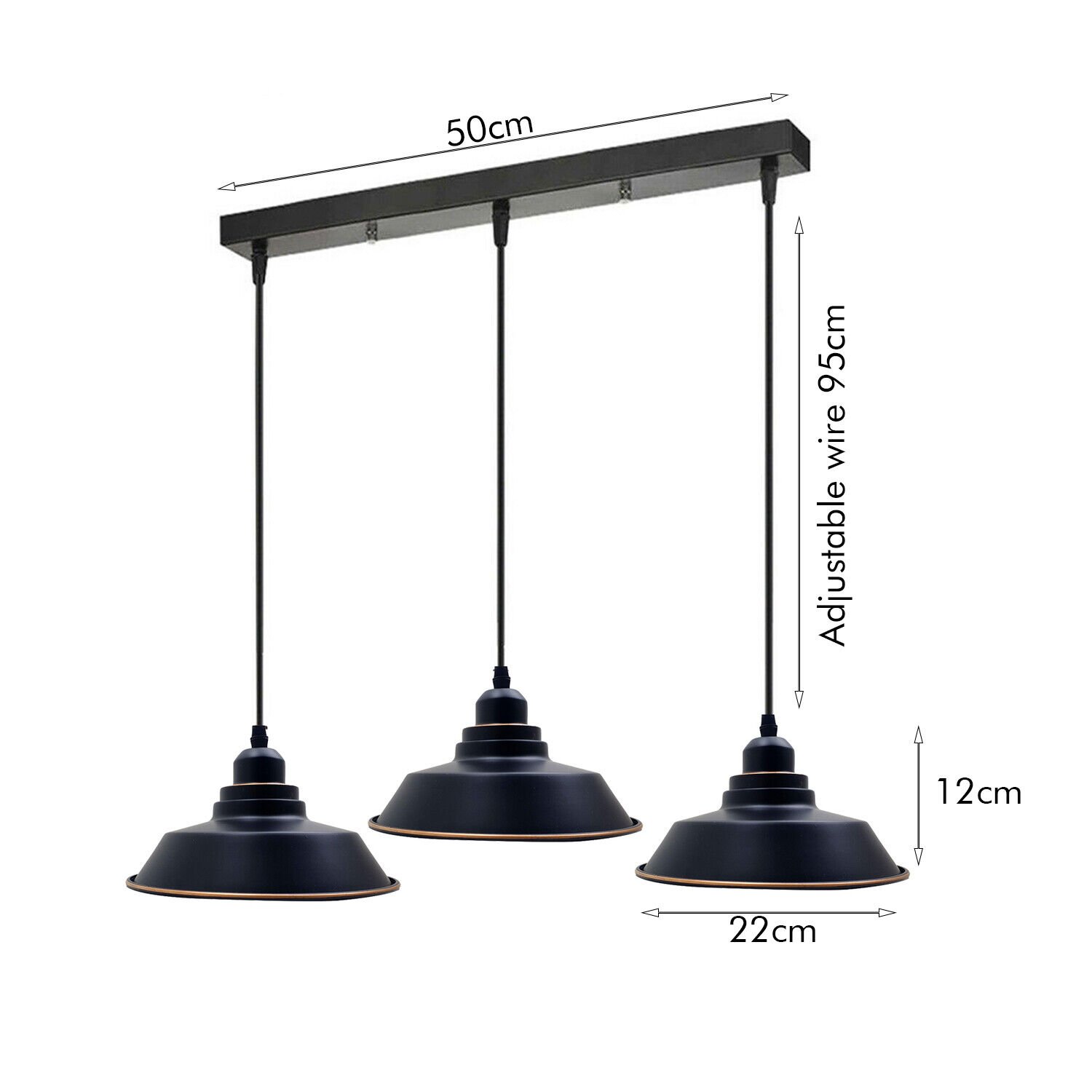 Moderne Retro Industrie Loft Vintage Deckenlampe Schirm Kronleuchter Pendelleuchte - Bild 17 von 18