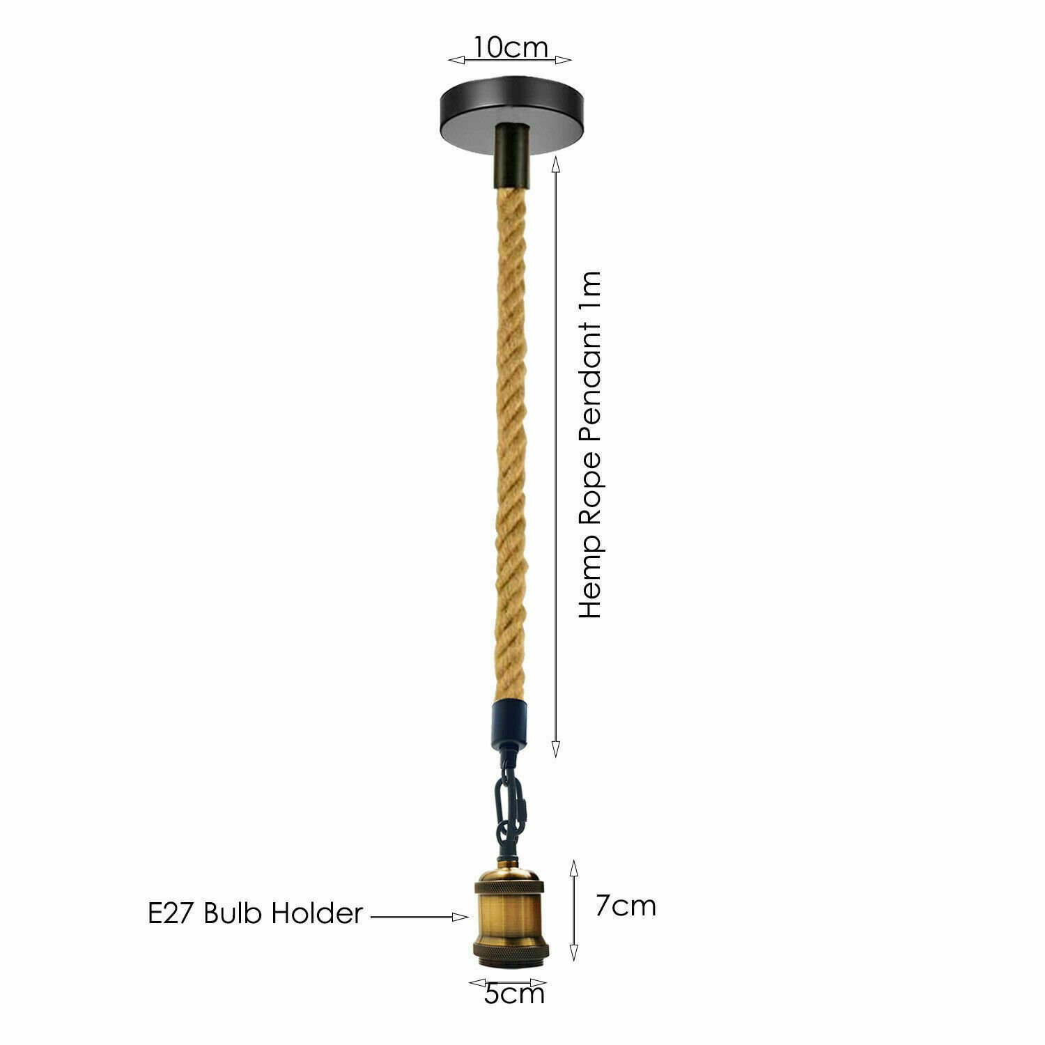 Lámpara de techo con cuerda de cáñamo Edison retro colgante industrial E27 Reino Unido - Imagen 13 de 13