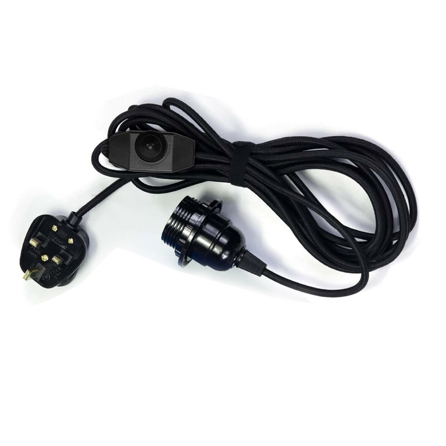 UK Plug in Pendant Lamp Fabric Flex Cable with Switch Hanging Light Set E27 Fit - Picture 33 of 33