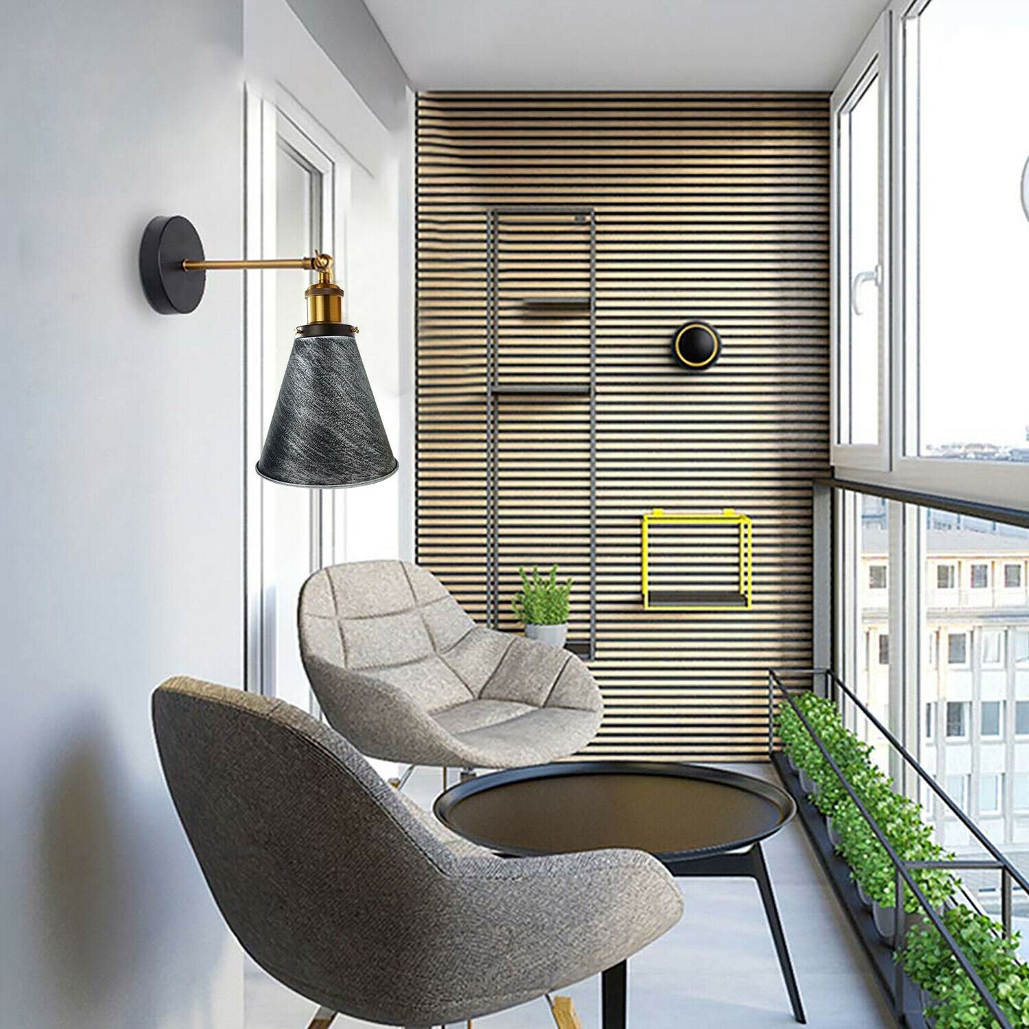 Iluminación interior con forma de cono de metal para luz de pared industrial vintage - Imagen 10 de 15
