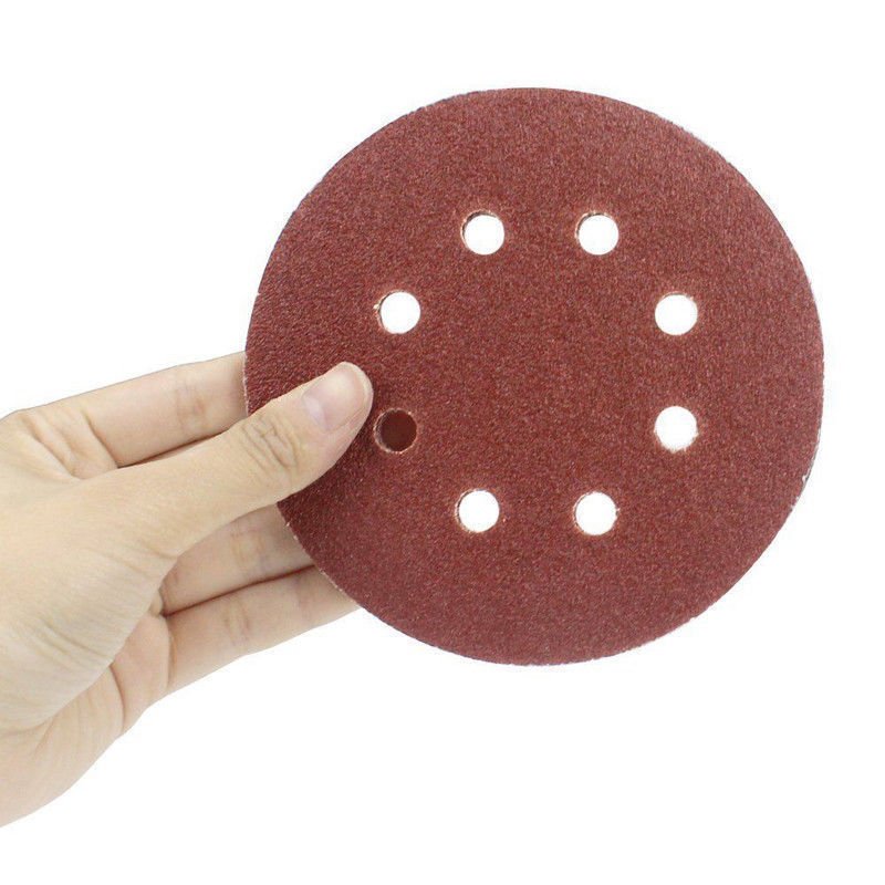 Disco de lijado/papel de lija 125 mm círculo 5" 8 almohadillas de orificios 40-600 GRIT - Imagen 22 de 32