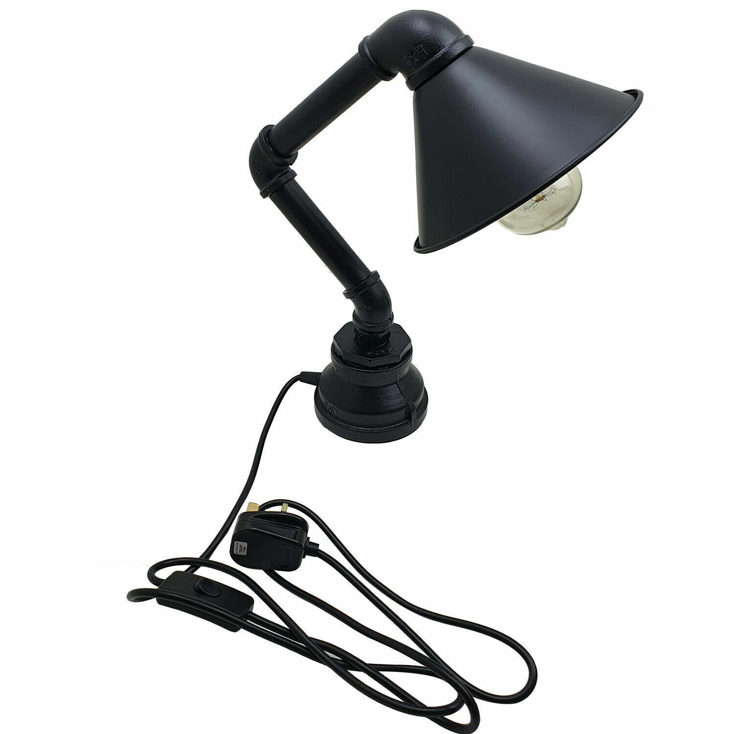 Industrial Robot Table Desk Lamp Pipe Steampunk Vintage Office Bedroom Light - Picture 10 of 30