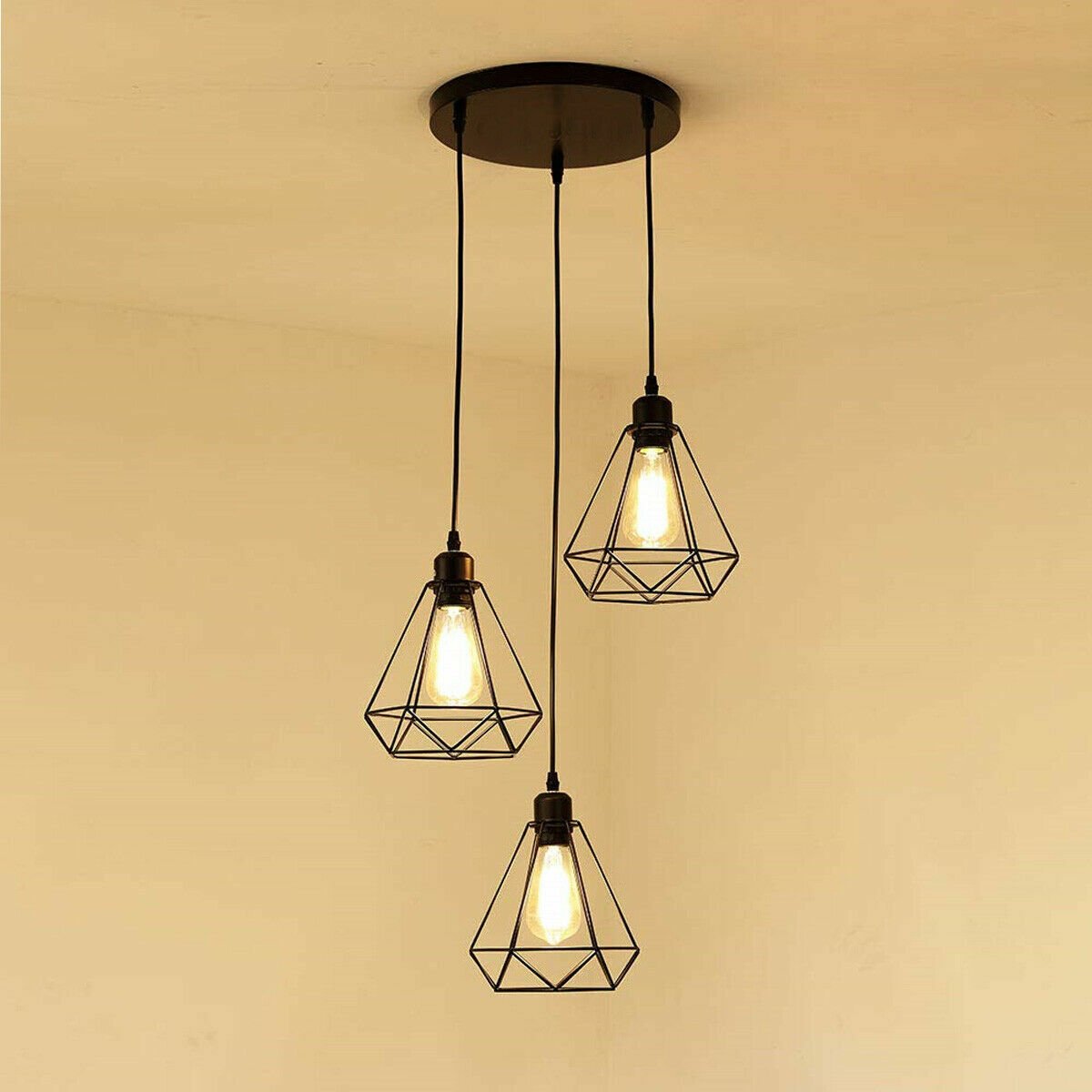 Lámpara colgante vintage de metal con pantalla industrial retro luces de techo suspendidas - Imagen 23 de 48
