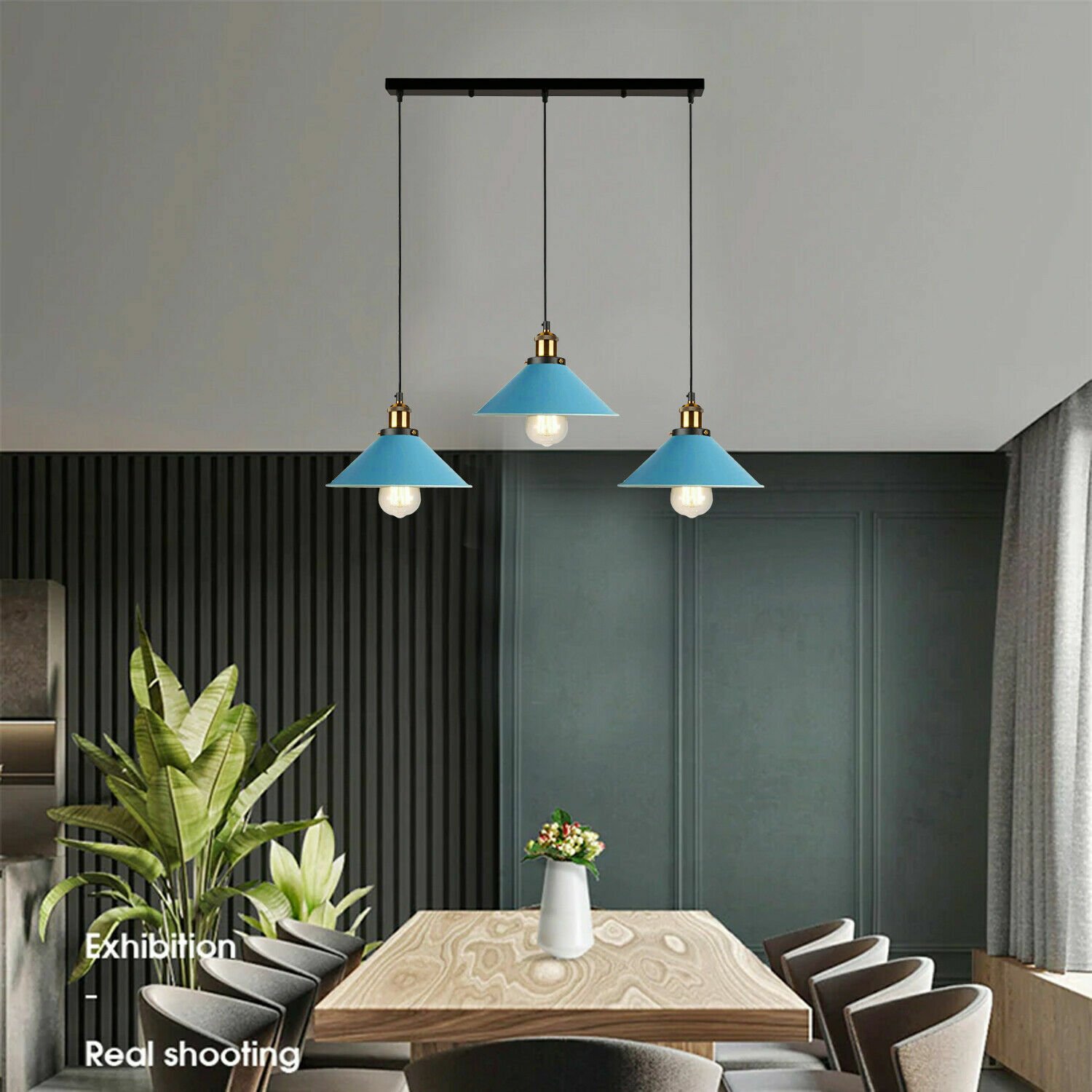 Pendelleuchte Retro Loft Style 3 Köpfe Lampenschirm Vintage Industrie Deckenlampe - Bild 28 von 31
