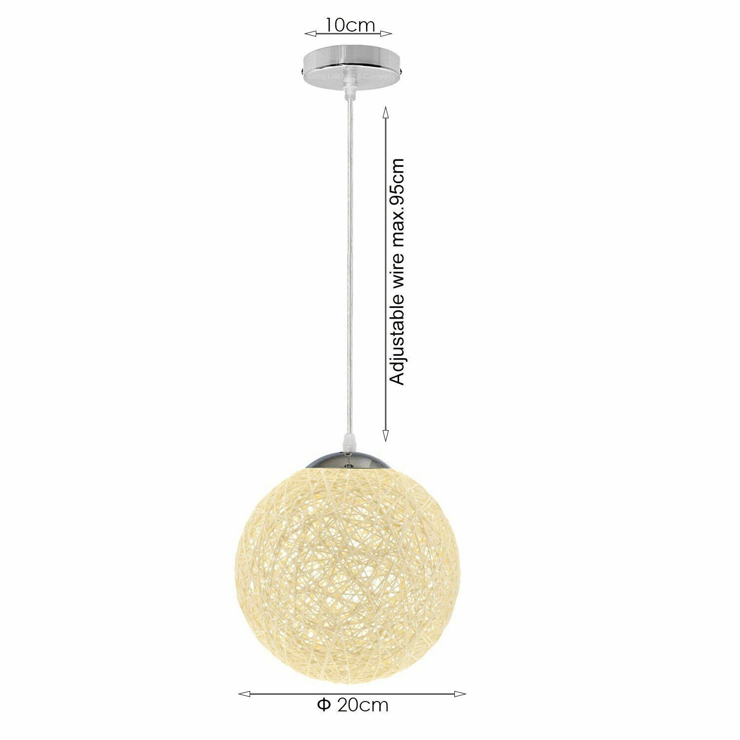 Pendelleuchte modern rund geflochten Rattan Rankenkugel Vintage Deckenleuchter UK - Bild 17 von 17