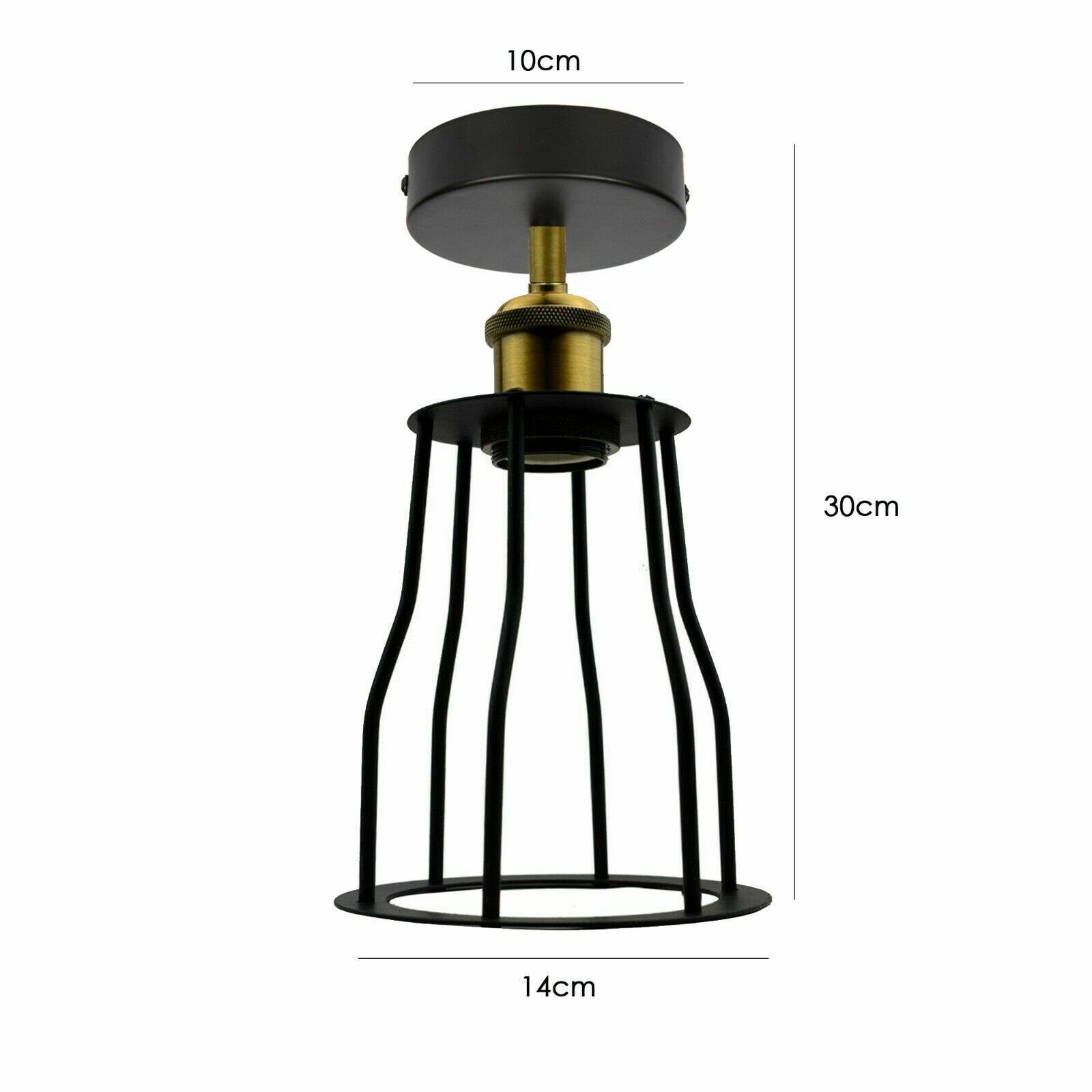 Vintage Black Wire Cage Ceiling Lamps Flush Mount Industrial Metal Pendant Light - Picture 27 of 27