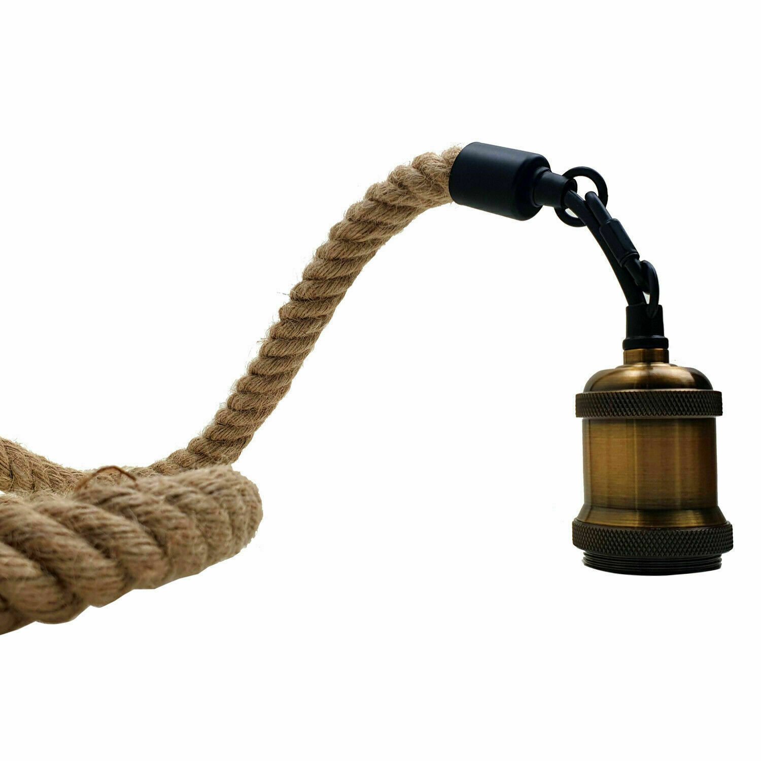 Lámpara de techo con cuerda de cáñamo Edison retro colgante industrial E27 Reino Unido - Imagen 12 de 13