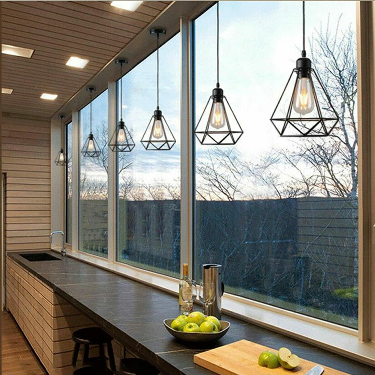 Lámpara colgante vintage de metal con pantalla industrial retro luces de techo suspendidas - Imagen 18 de 48