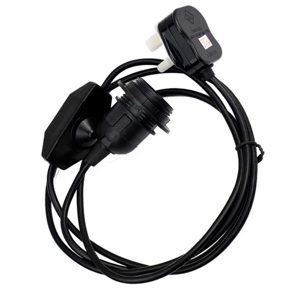 E27 Plug-In Pendant Light Fixture Lamp Bulb Socket Cord with Dimmer Switch UK