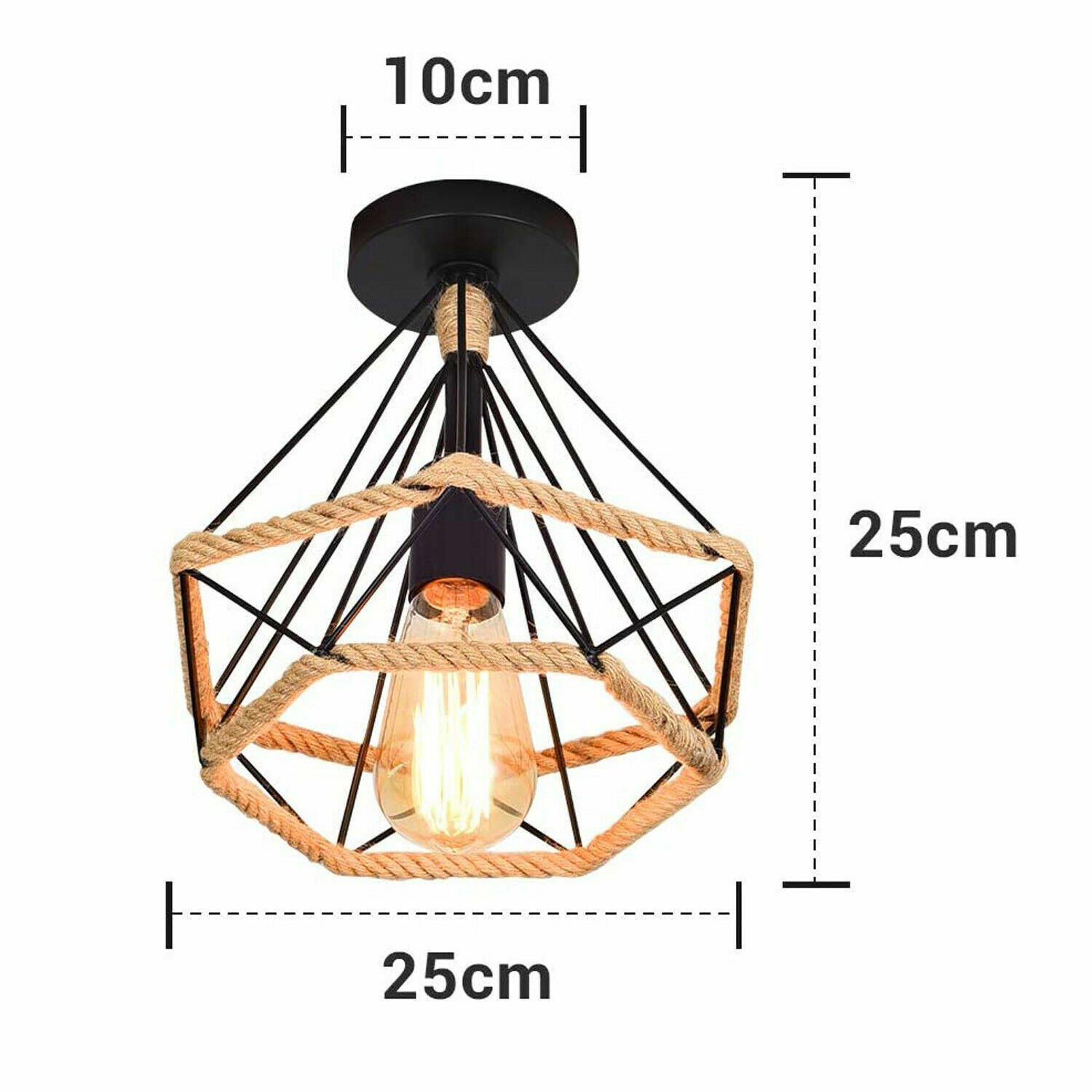 Lámpara colgante metal fácil ajuste industrial jaula de alambre techo/pantalla de lámpara - Imagen 18 de 22