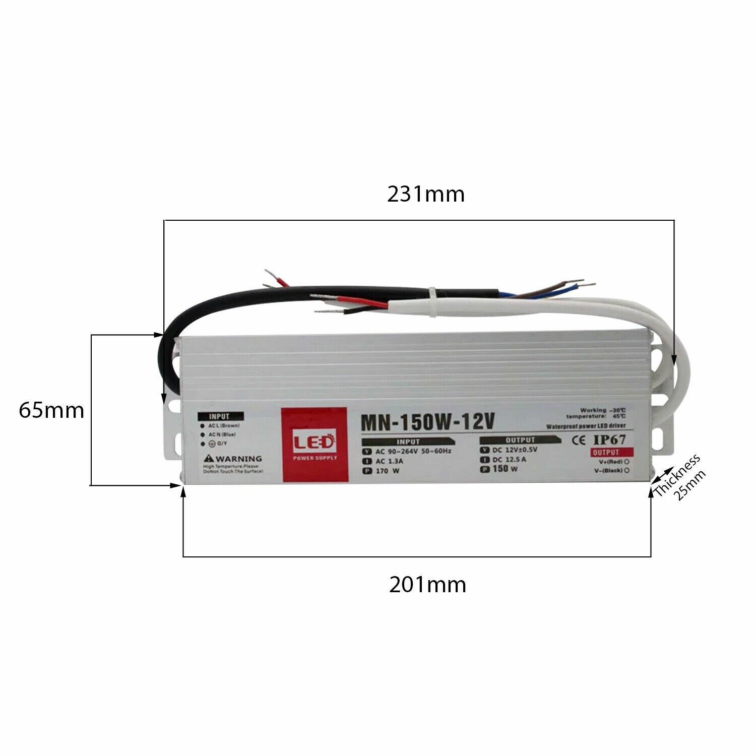 IP67 Ulta Slim AC 240V a DC 12V - LED Controlador Interruptor Fuente de Alimentación Transformador Reino Unido - Imagen 13 de 14