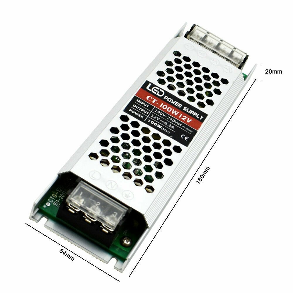 Transformador de fuente de alimentación de controlador LED DC12V 240 V ultra delgado para tira de LED - Imagen 8 de 14
