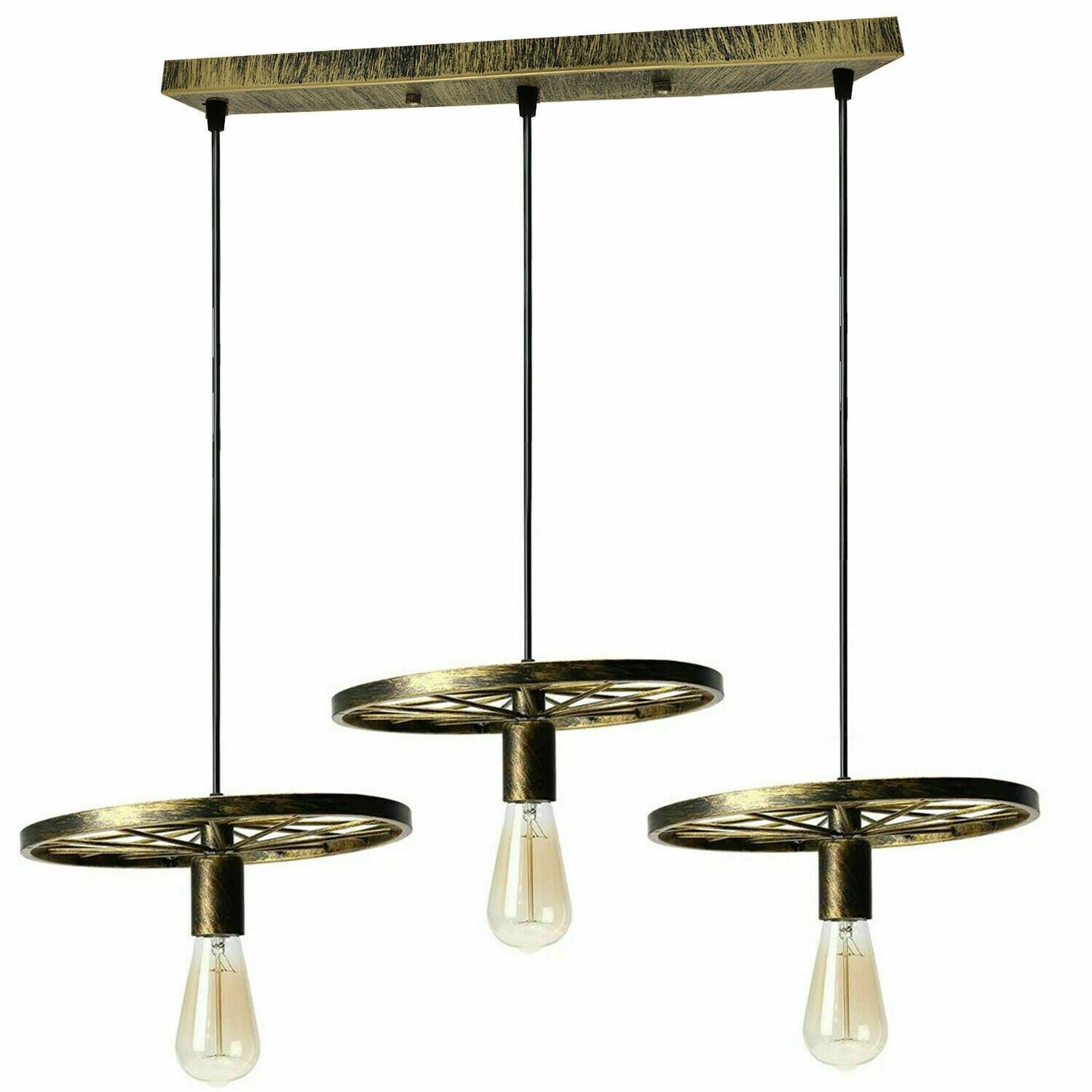 Vintage Retro Industrie Rad Deckenschirm Lampenschirm Stil Hänge Pendelleuchte UK - Bild 17 von 40